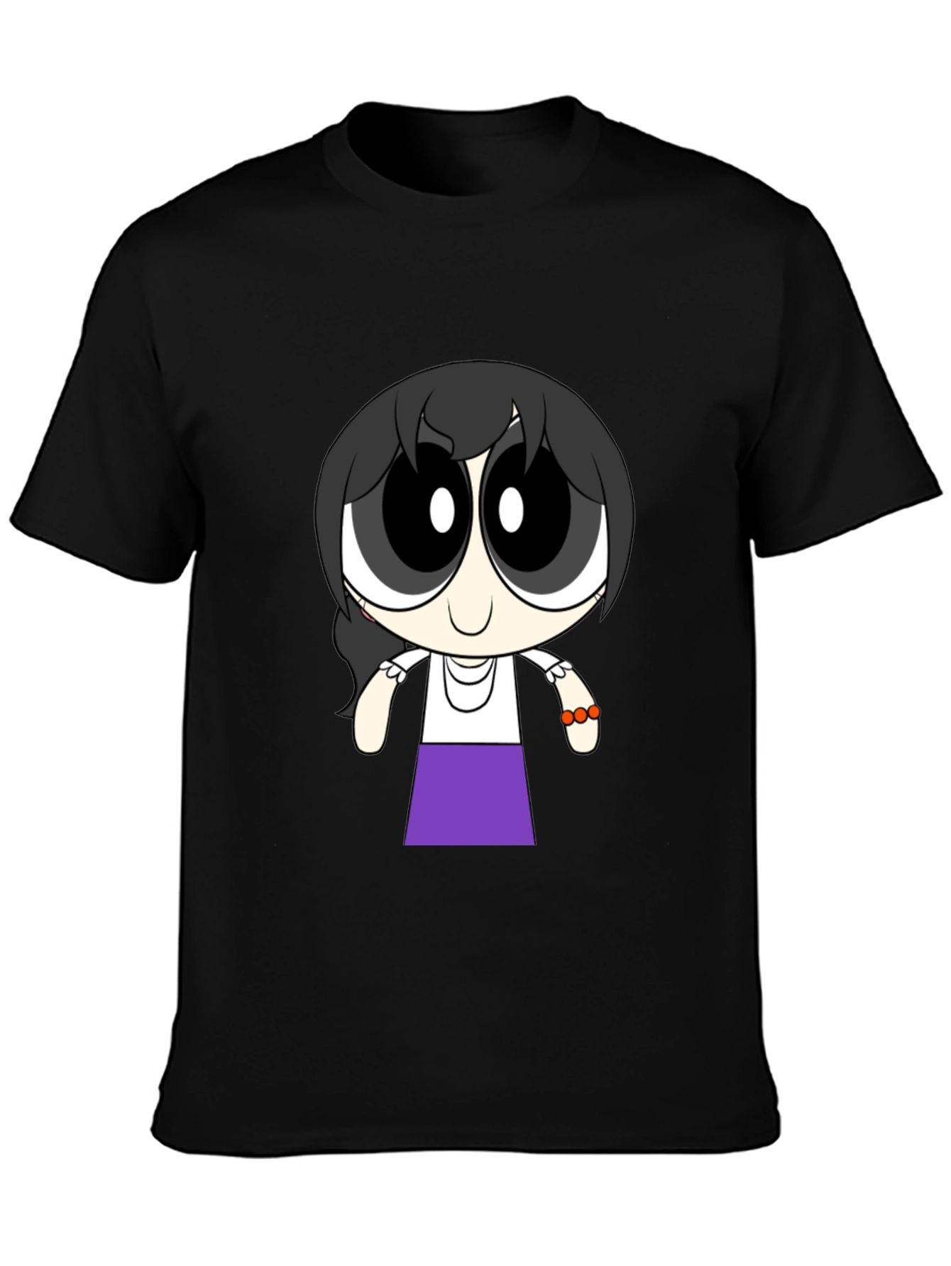 Cartoon Girl T-Shirt - Black Cotton Tee