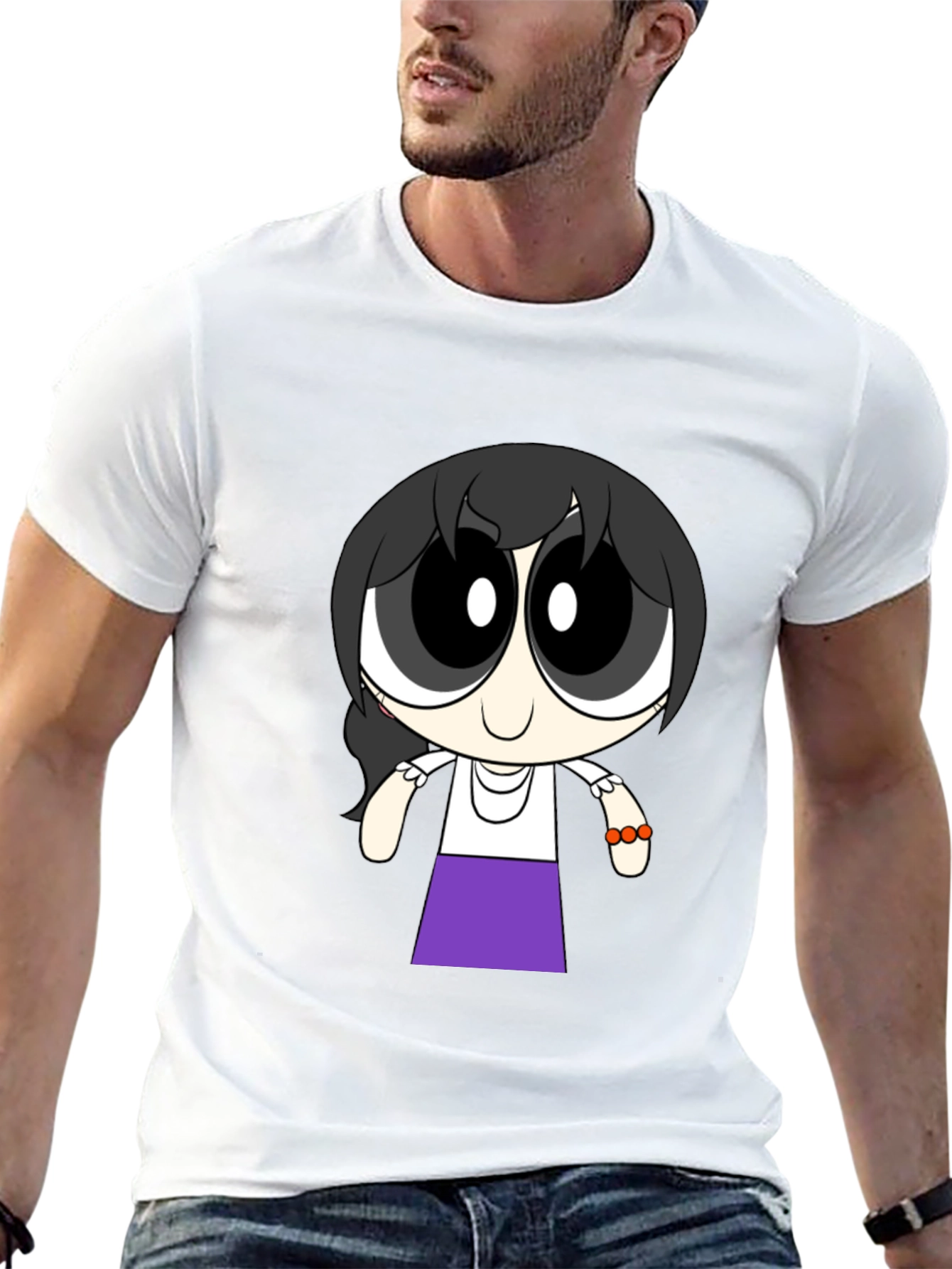 Cartoon Girl T-Shirt - Black Cotton Tee