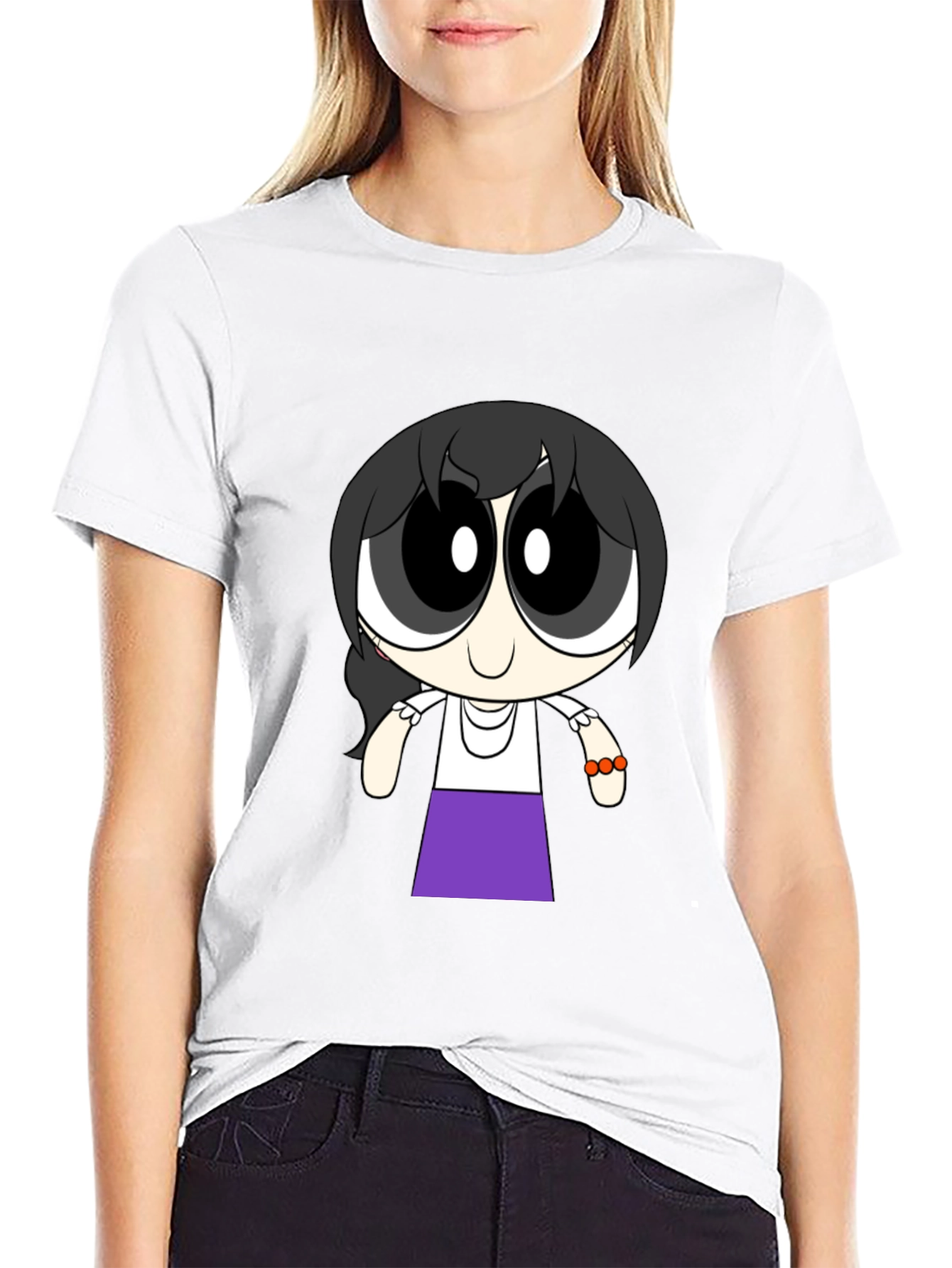 Cartoon Girl T-Shirt - Black Cotton Tee