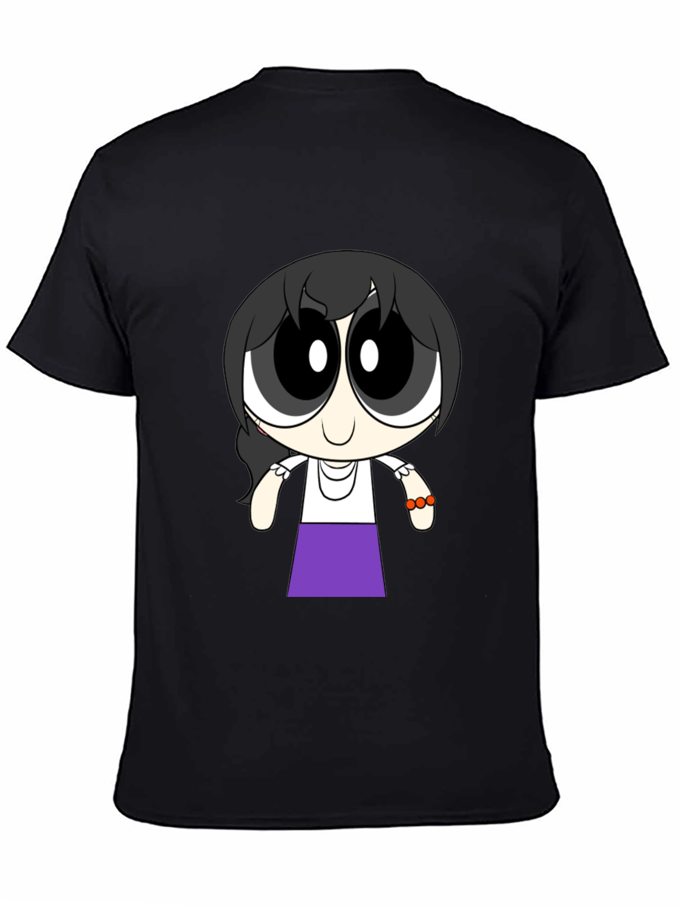 Cartoon Girl T-Shirt - Black Cotton Tee