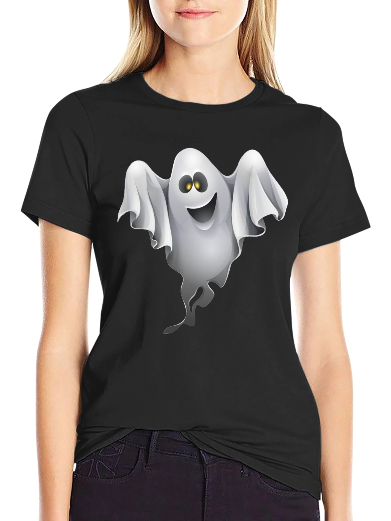 Ghost Graphic Black T-Shirt - Halloween Fun!