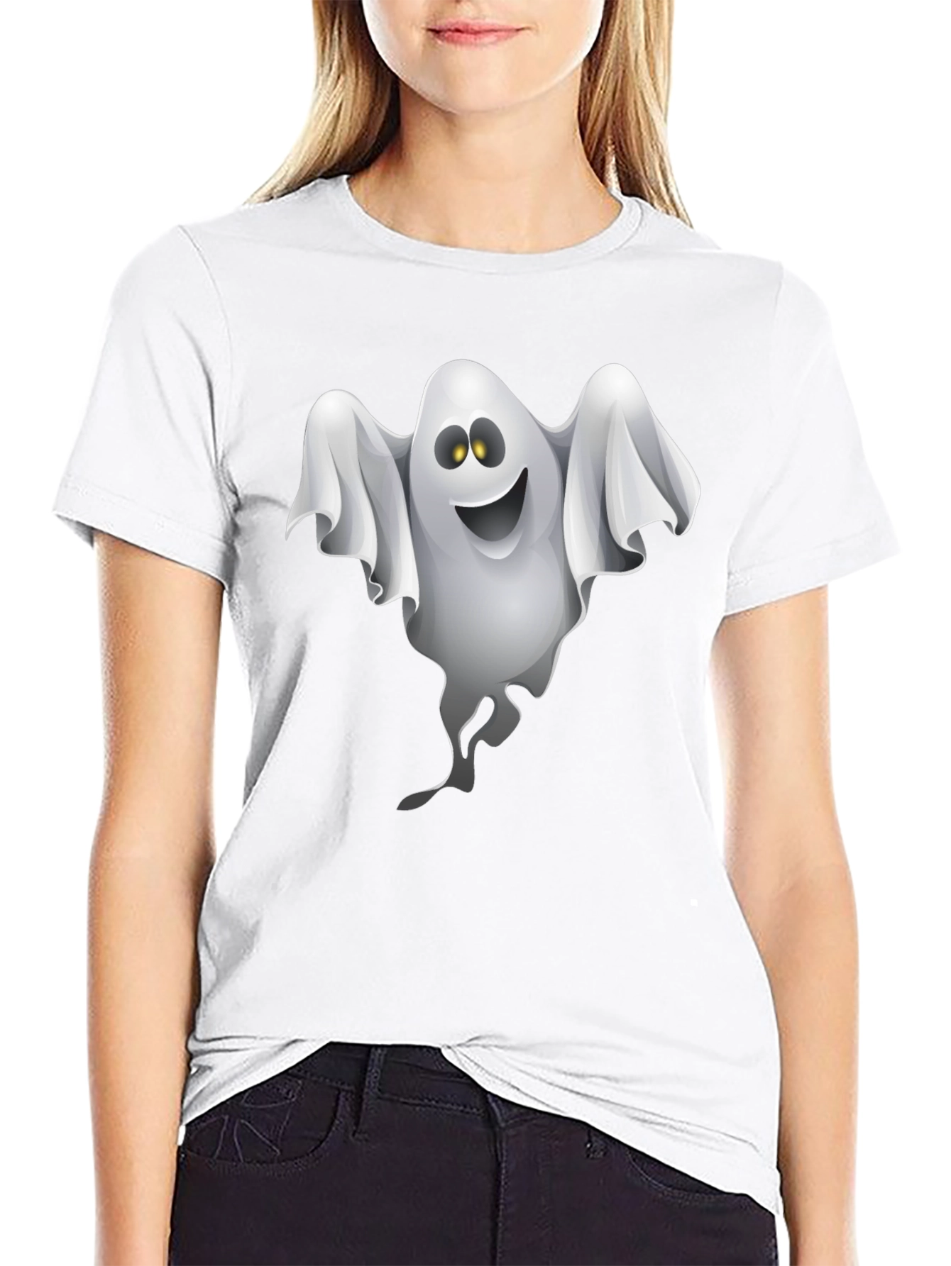 Ghost Graphic Black T-Shirt - Halloween Fun!