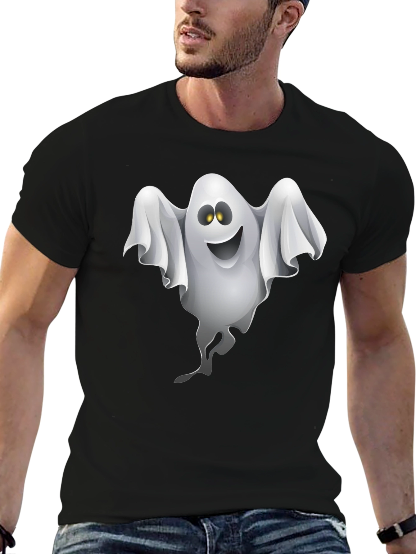 Ghost Graphic Black T-Shirt - Halloween Fun!