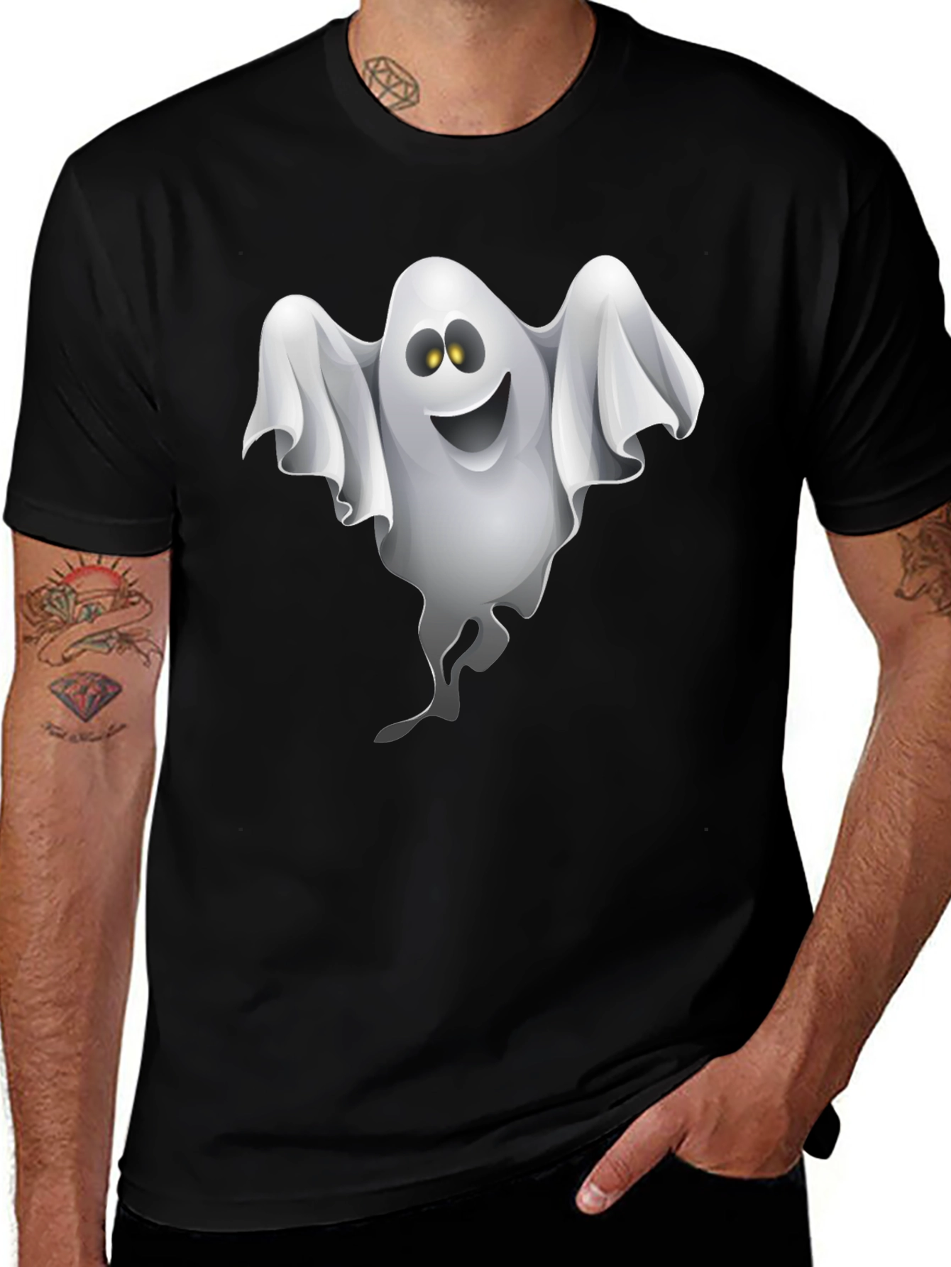 Ghost Graphic Black T-Shirt - Halloween Fun!