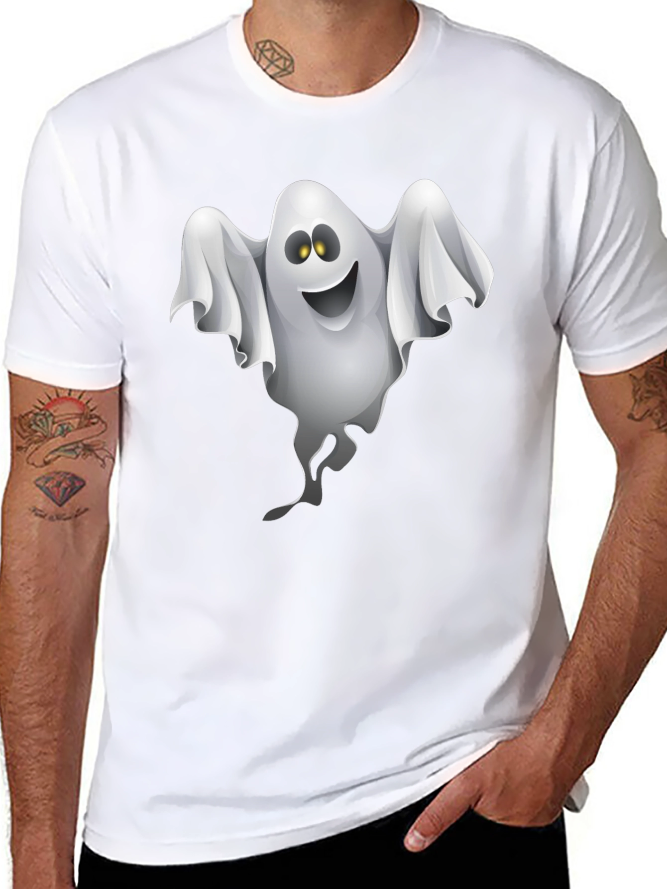 Ghost Graphic Black T-Shirt - Halloween Fun!