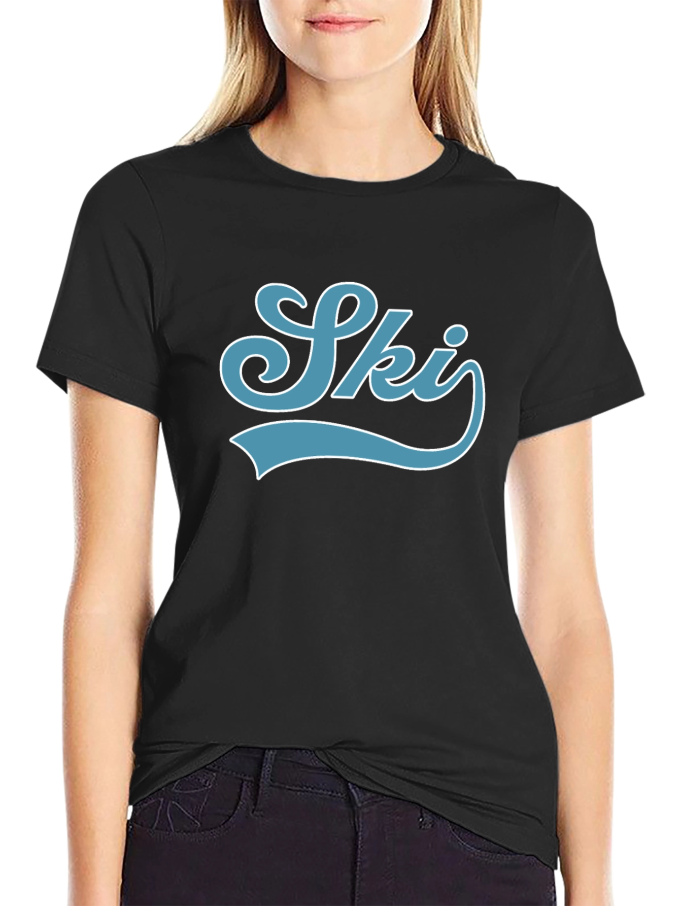 Retro Ski Graphic T-Shirt - Black