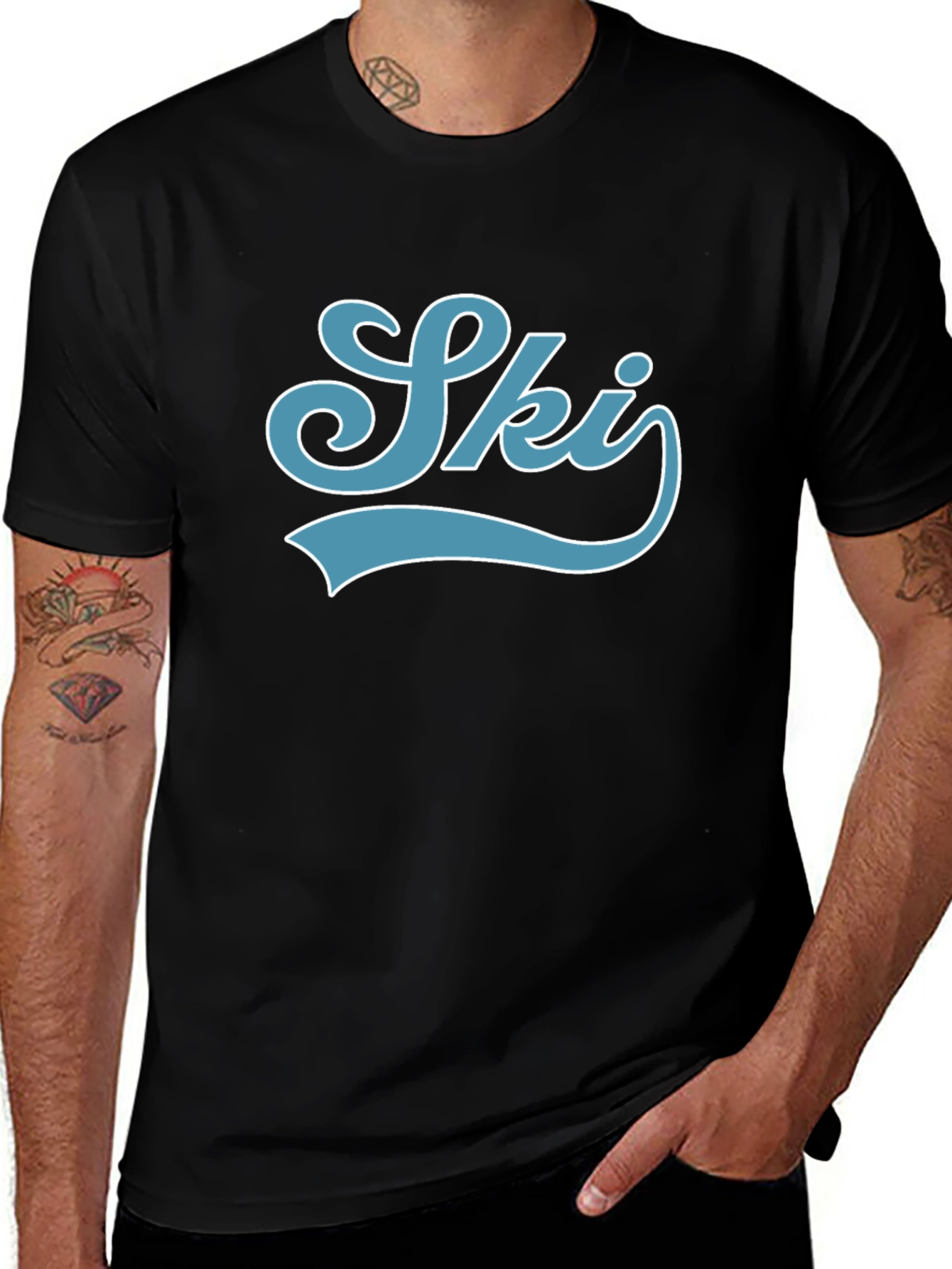 Retro Ski Graphic T-Shirt - Black