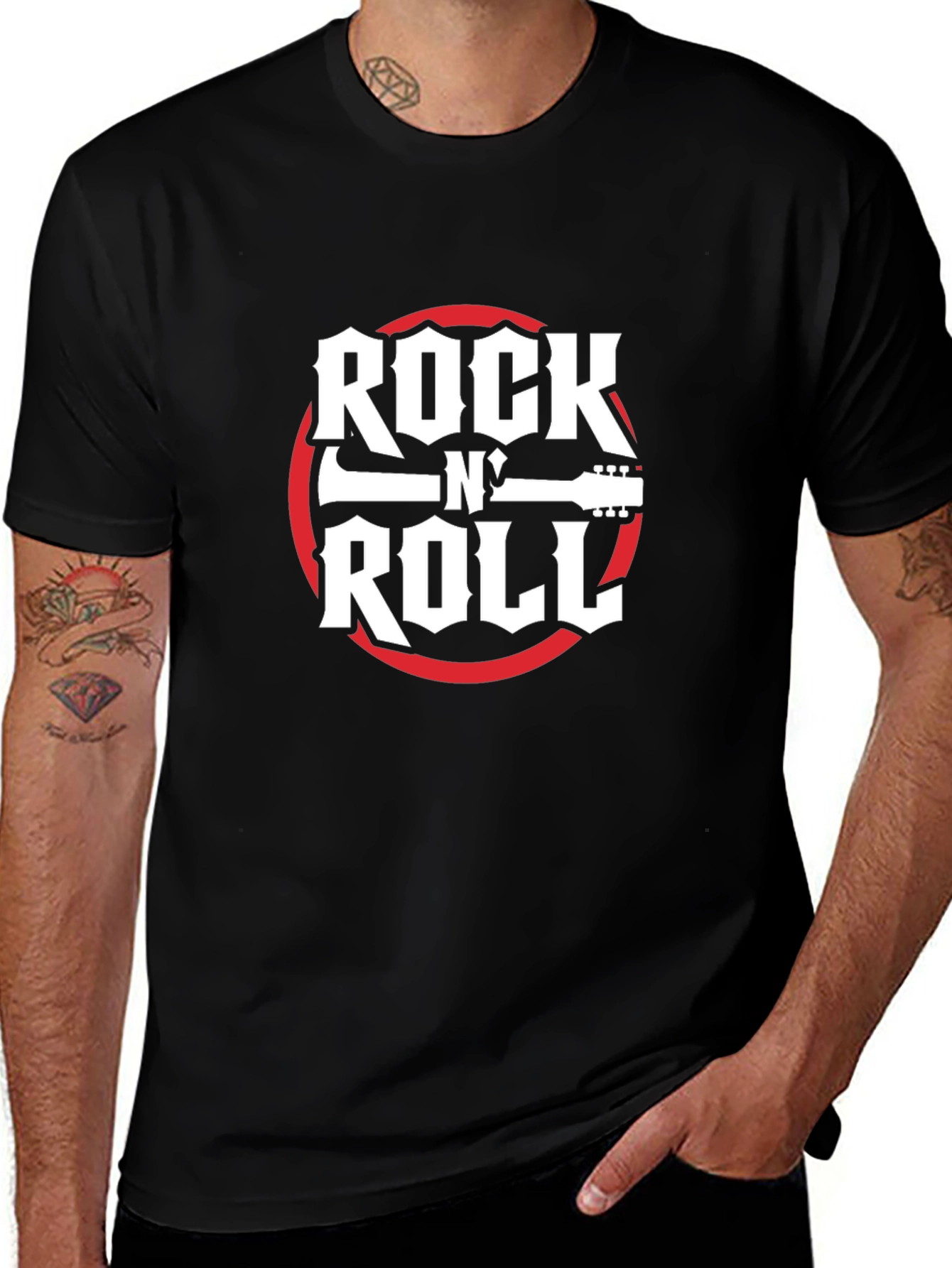 Rock N Roll Graphic Tee - Black Cotton T-Shirt