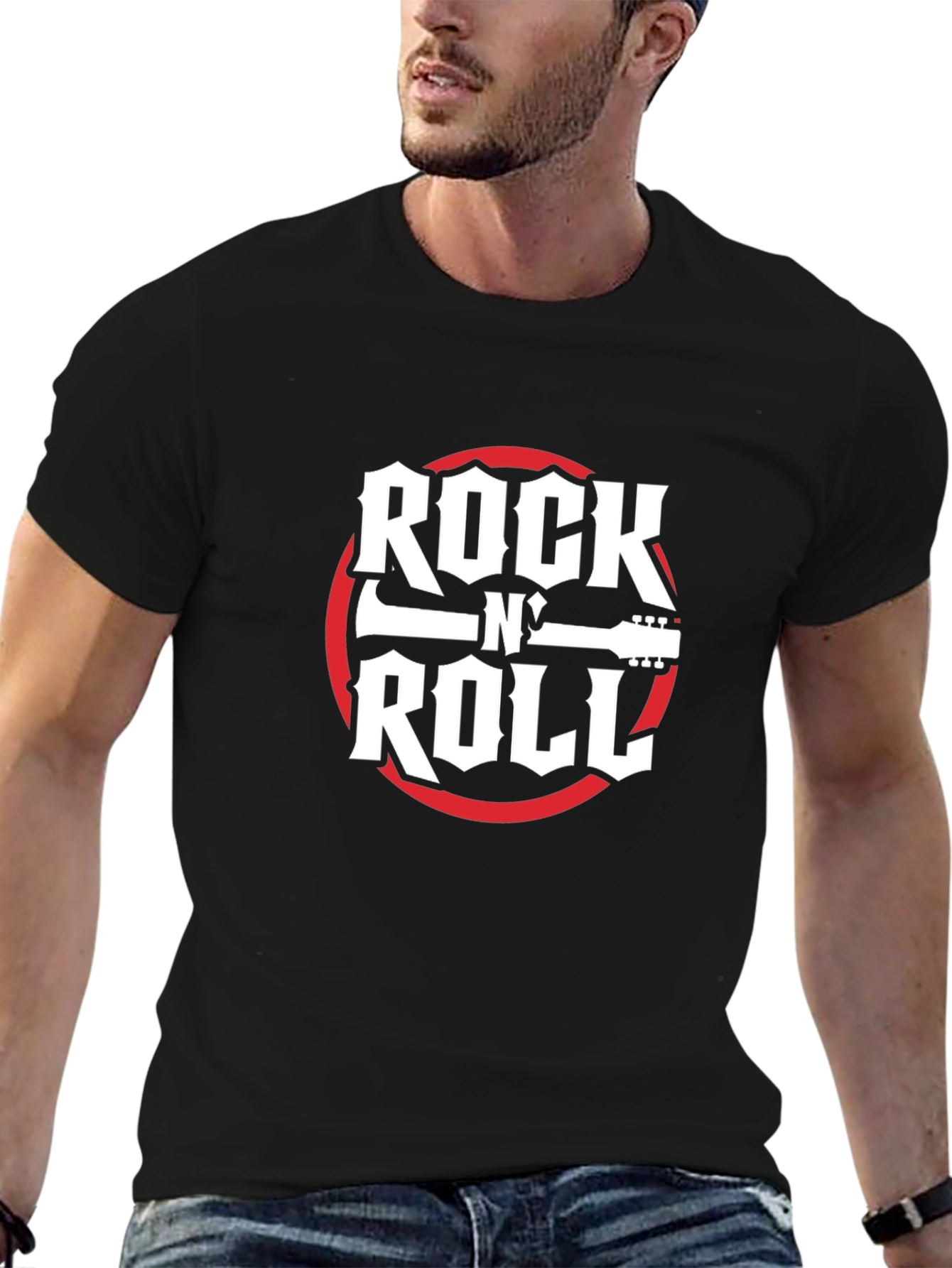 Rock N Roll Graphic Tee - Black Cotton T-Shirt