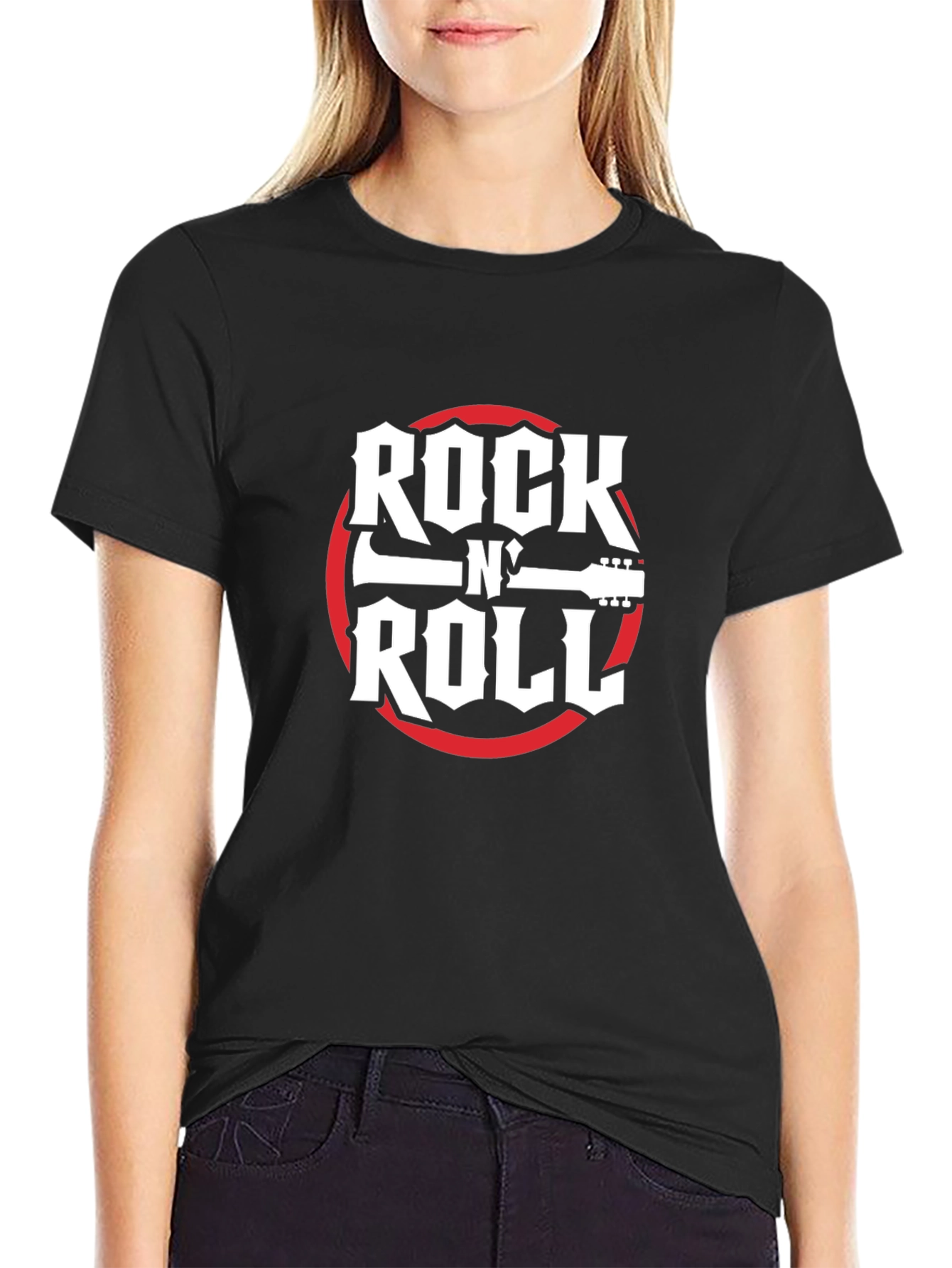 Rock N Roll Graphic Tee - Black Cotton T-Shirt