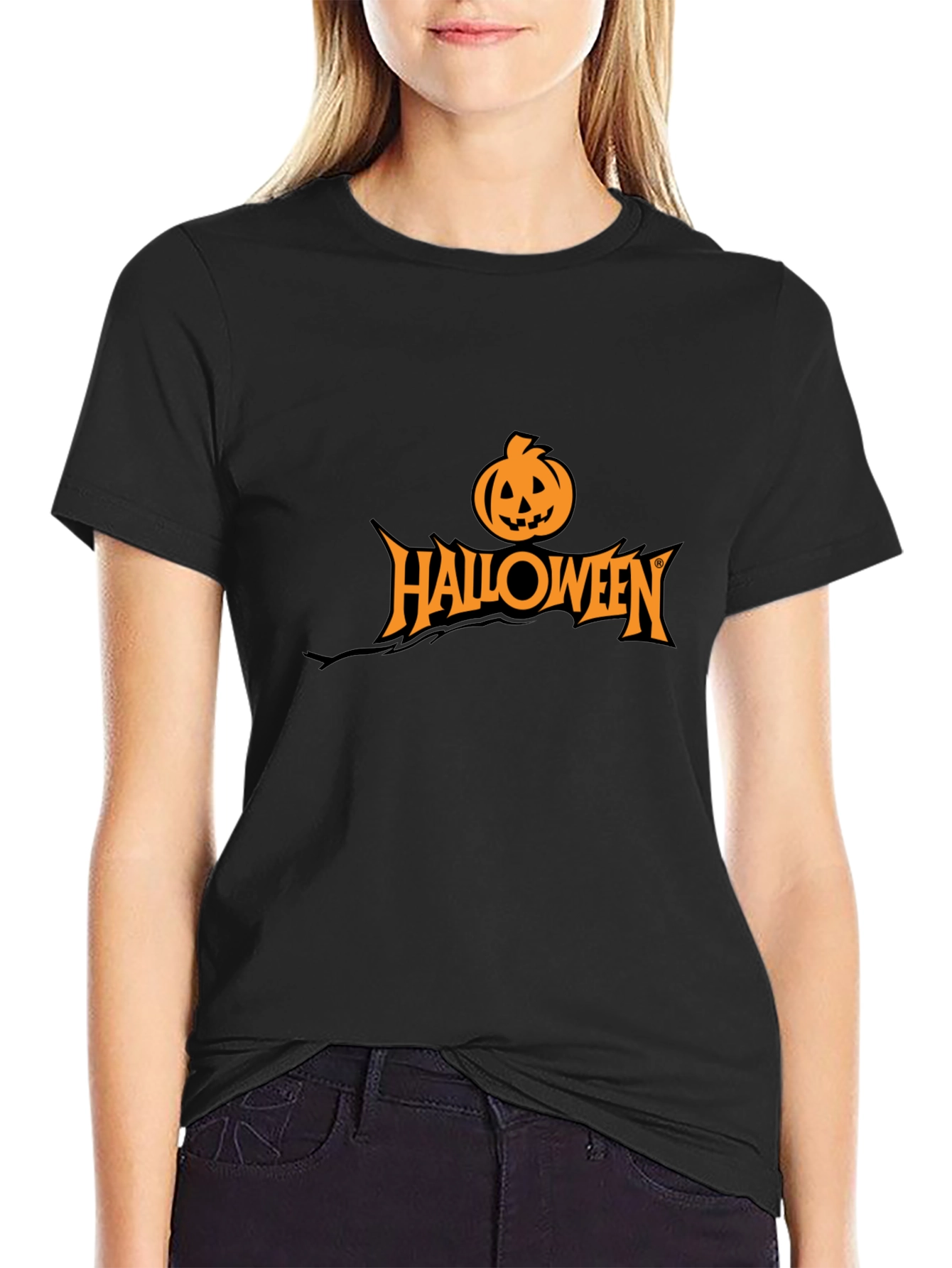 Halloween Pumpkin Graphic Black T-Shirt