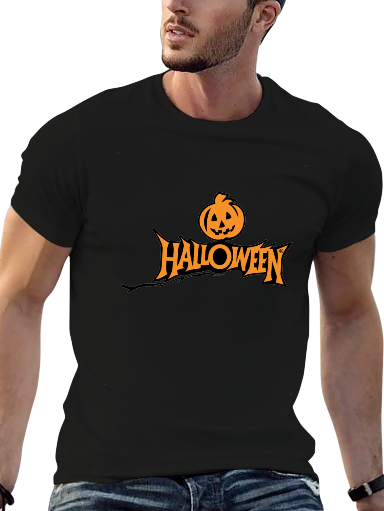 Halloween Pumpkin Graphic Black T-Shirt