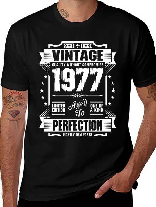 Vintage 1977 Aged To Perfection Black T-Shirt