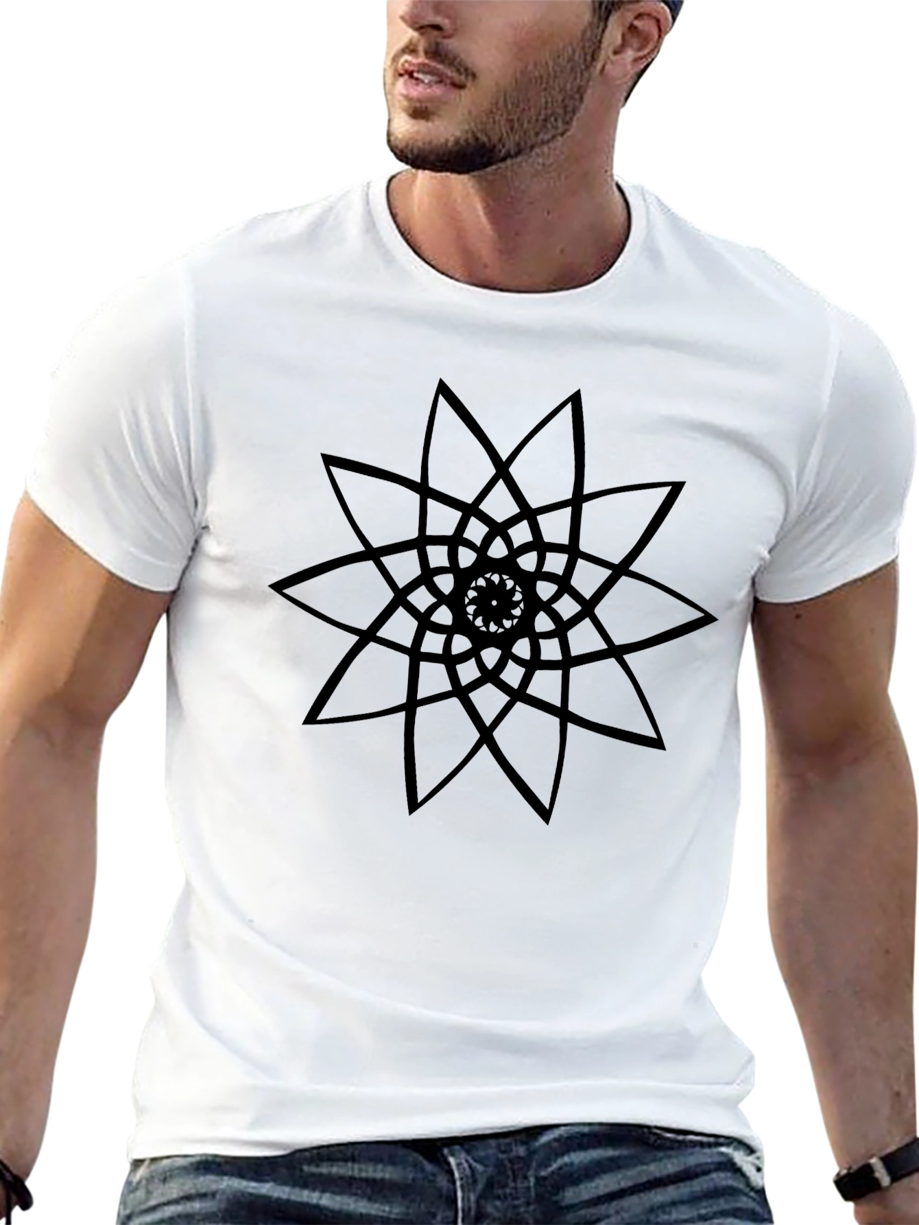 Geometric Mandala Graphic Black T-Shirt