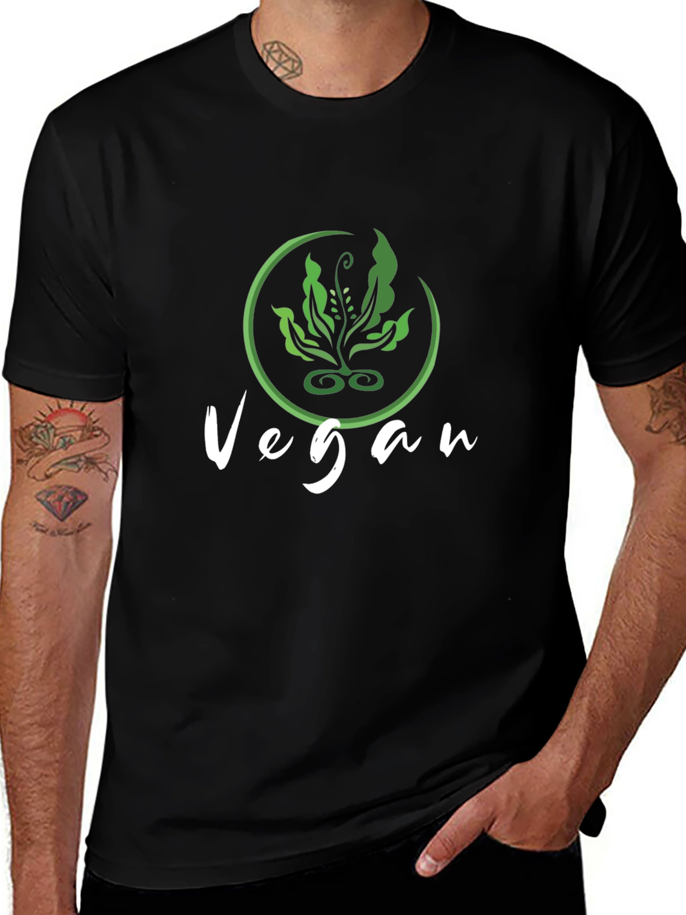 Vegan Plant Graphic Black T-Shirt