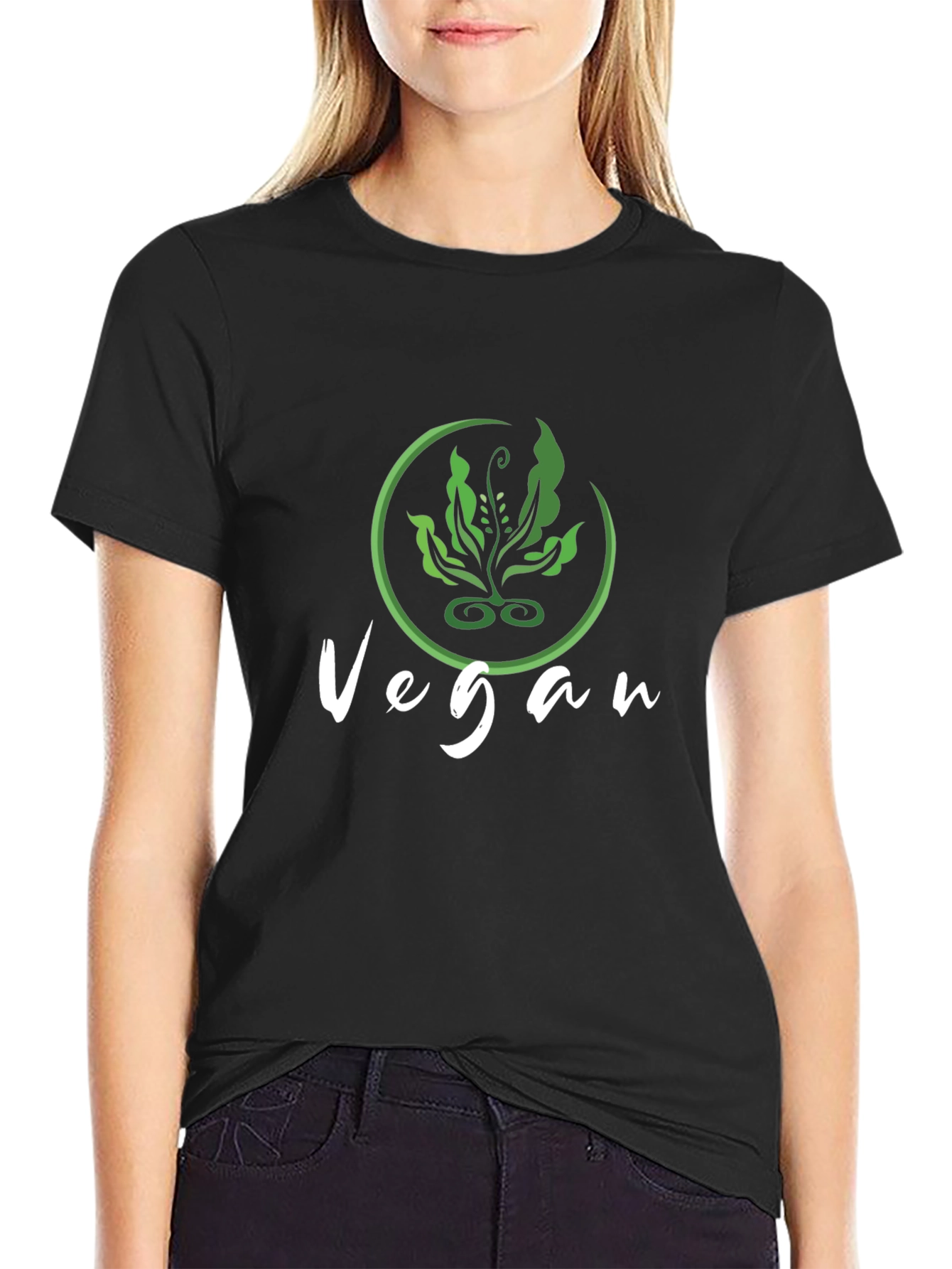 Vegan Plant Graphic Black T-Shirt