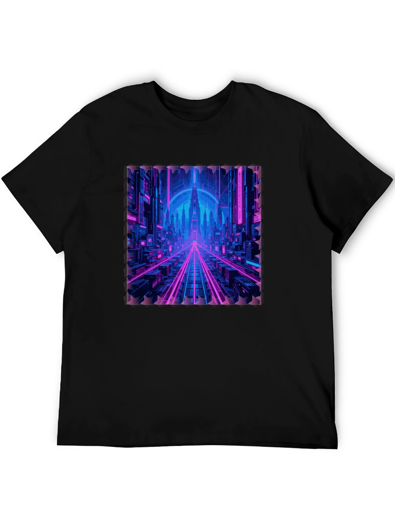 Cyberpunk Cityscape Graphic T-Shirt - Neon Nights Edition