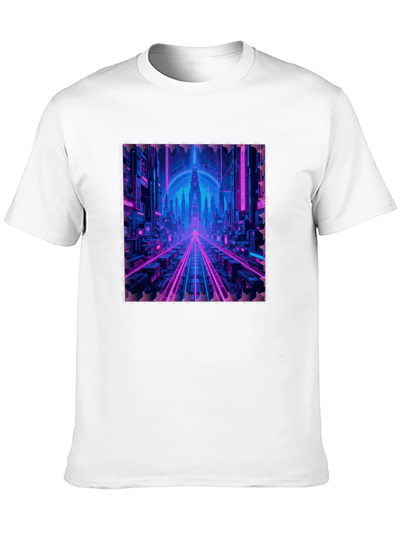 Cyberpunk Cityscape Graphic T-Shirt - Neon Nights Edition
