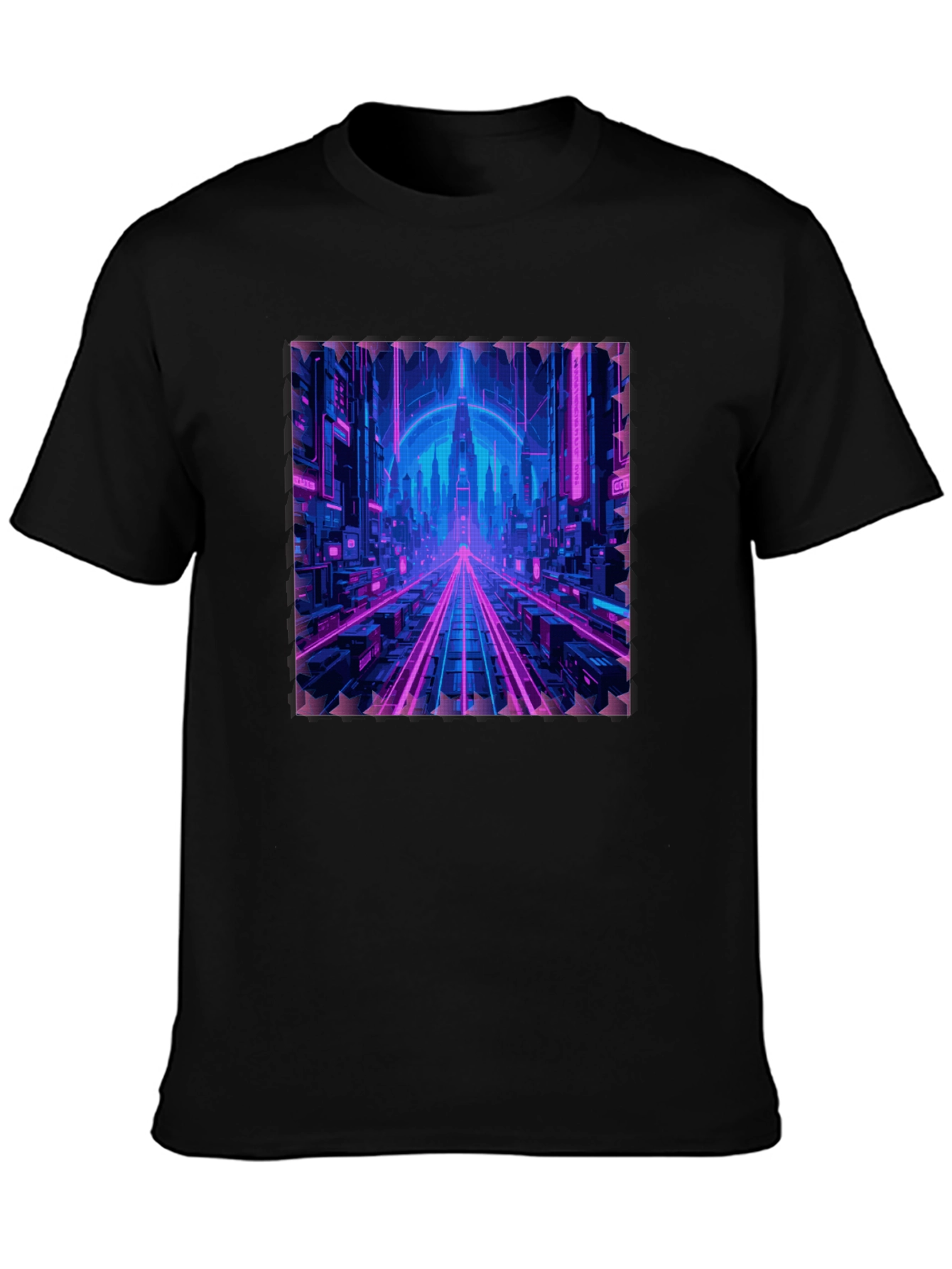Cyberpunk Cityscape Graphic T-Shirt - Neon Nights Edition