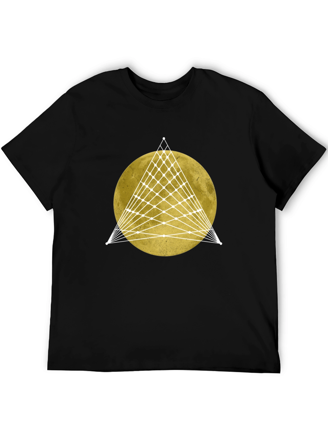 Geometric Moon Graphic Tee - Stylish Mens Black T-Shirt