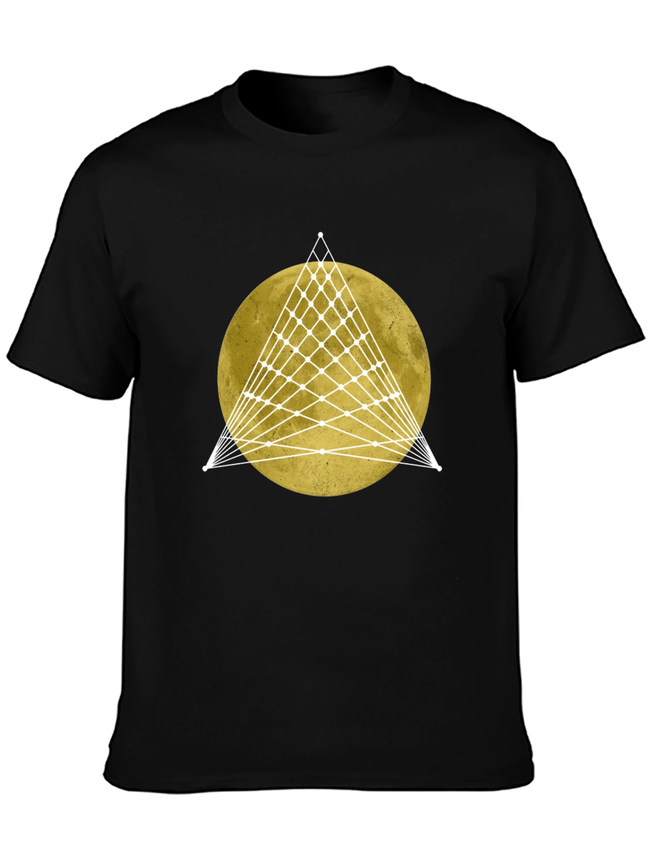 Geometric Moon Graphic Tee - Stylish Mens Black T-Shirt