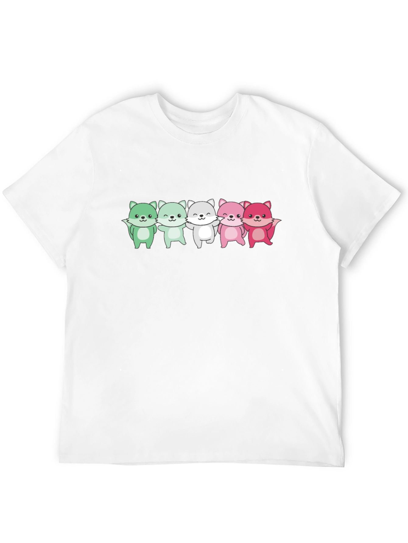 Cute Cartoon Foxes Black T-Shirt