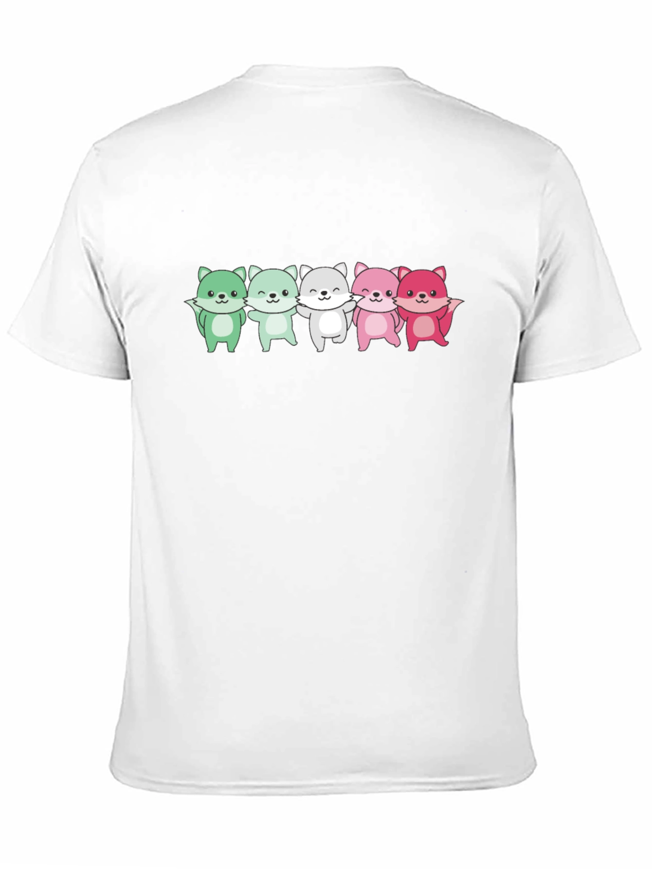 Cute Cartoon Foxes Black T-Shirt
