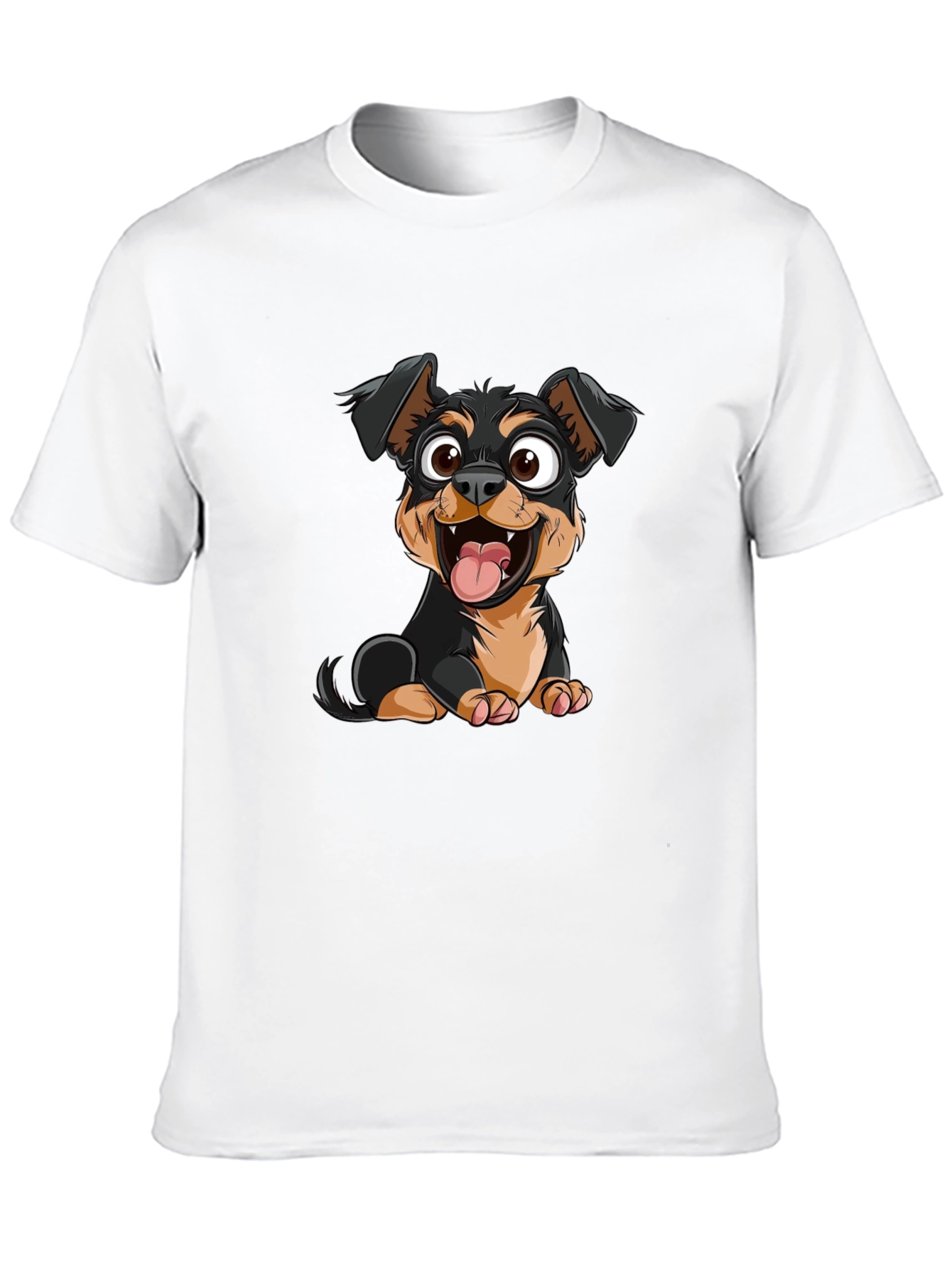 Cartoon Dog Graphic Print Black T-Shirt