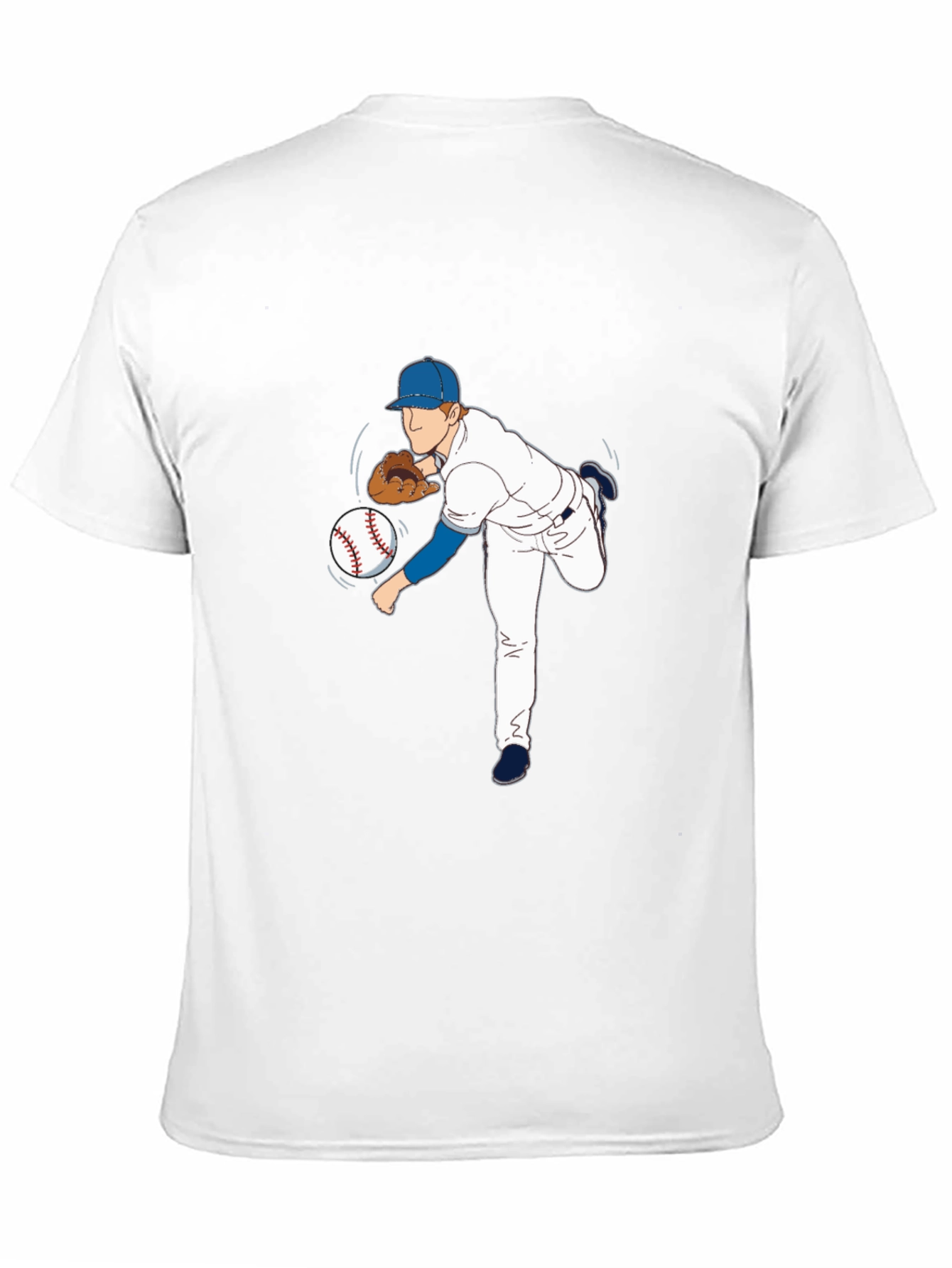 Baseball Pitcher Graphic Tee - Black Cotton Blend