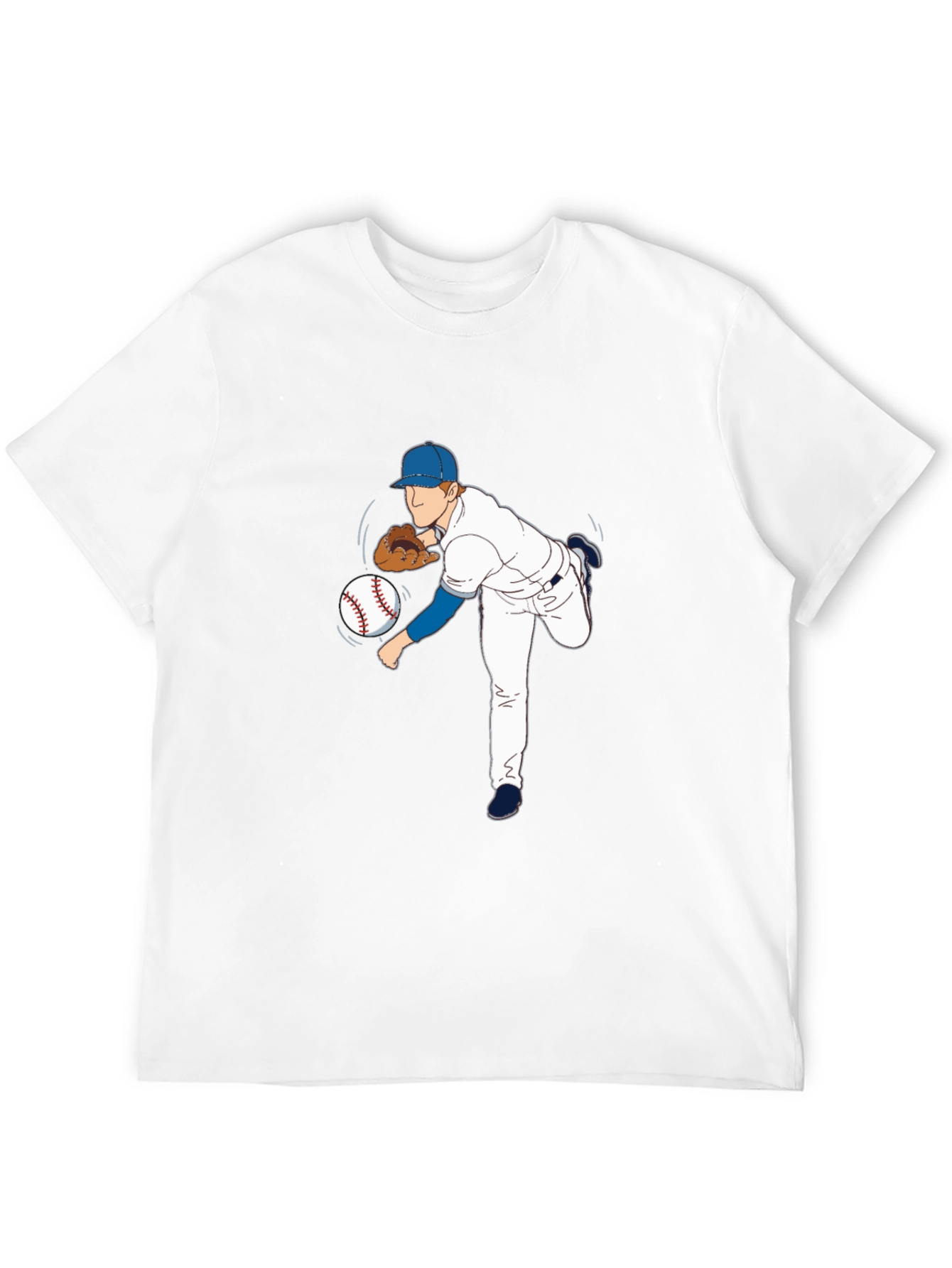 Baseball Pitcher Graphic Tee - Black Cotton Blend