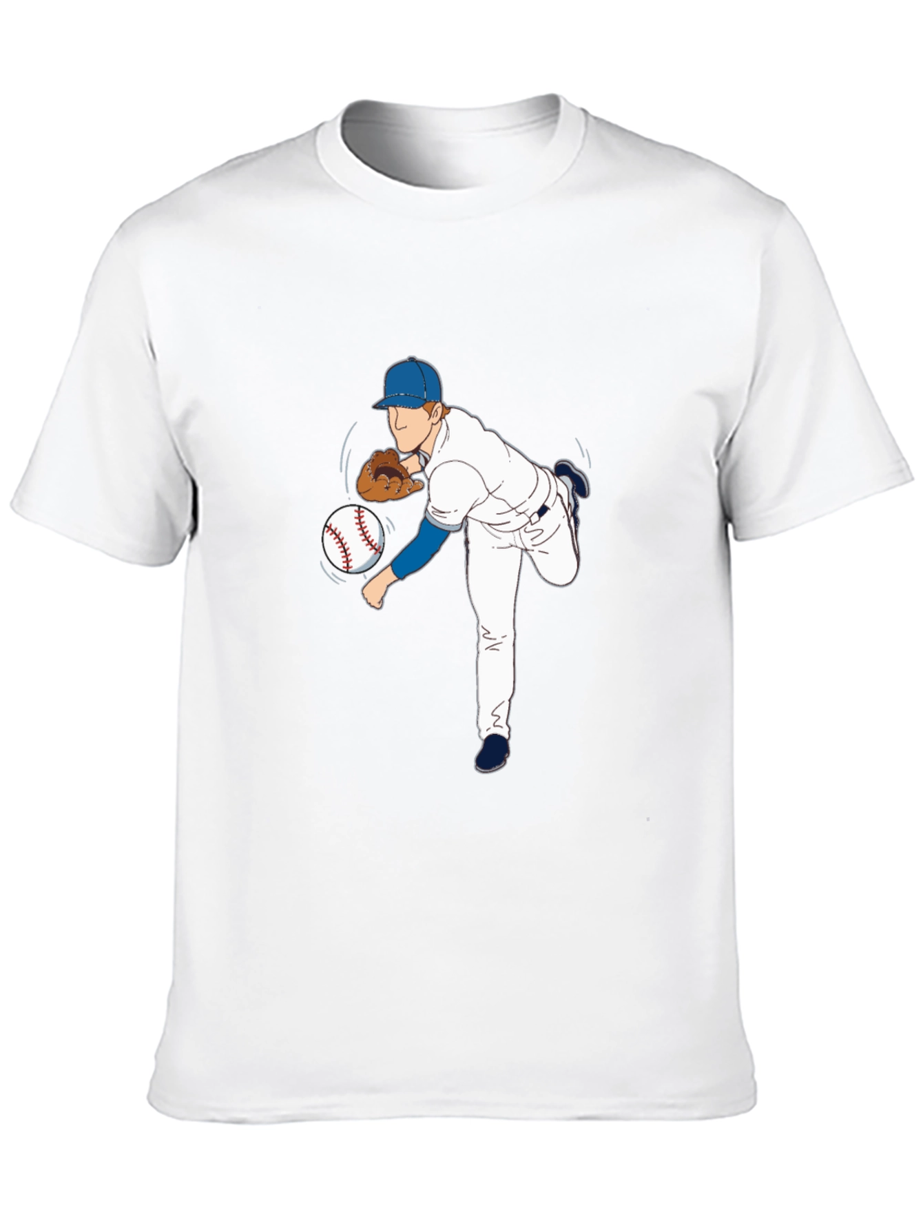 Baseball Pitcher Graphic Tee - Black Cotton Blend