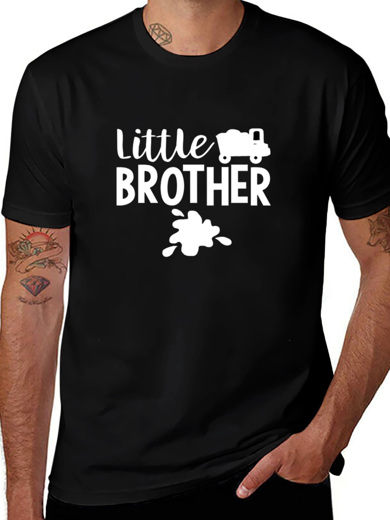 Little Brother Truck Shirt - New Baby Announcement Tee