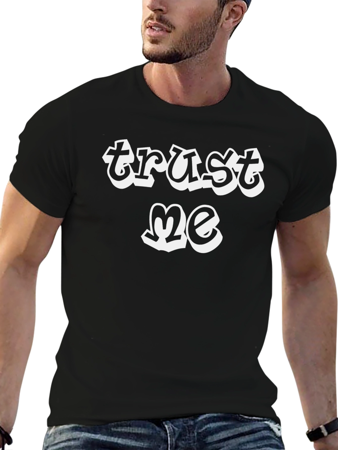 Trust Me Graphic Tee - Black Cotton T-Shirt