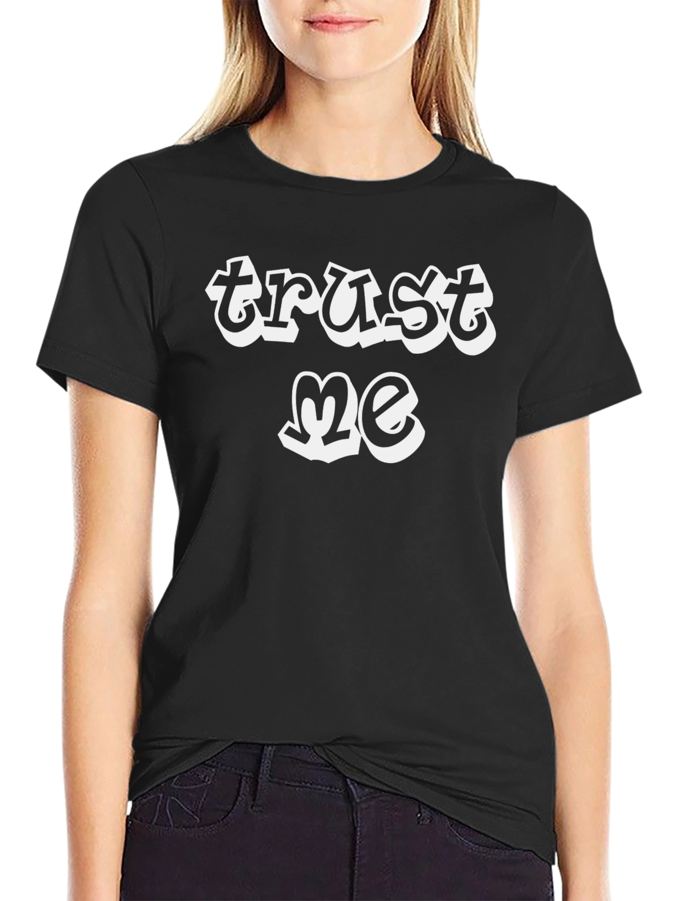 Trust Me Graphic Tee - Black Cotton T-Shirt