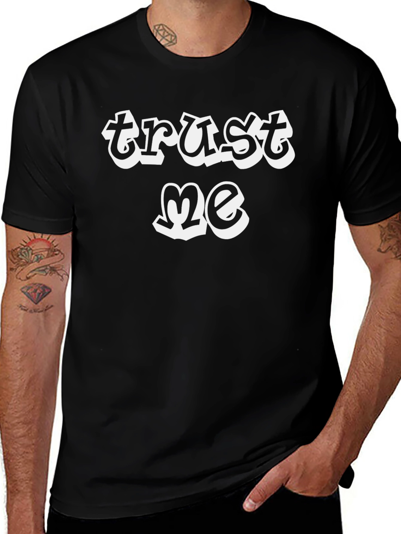 Trust Me Graphic Tee - Black Cotton T-Shirt
