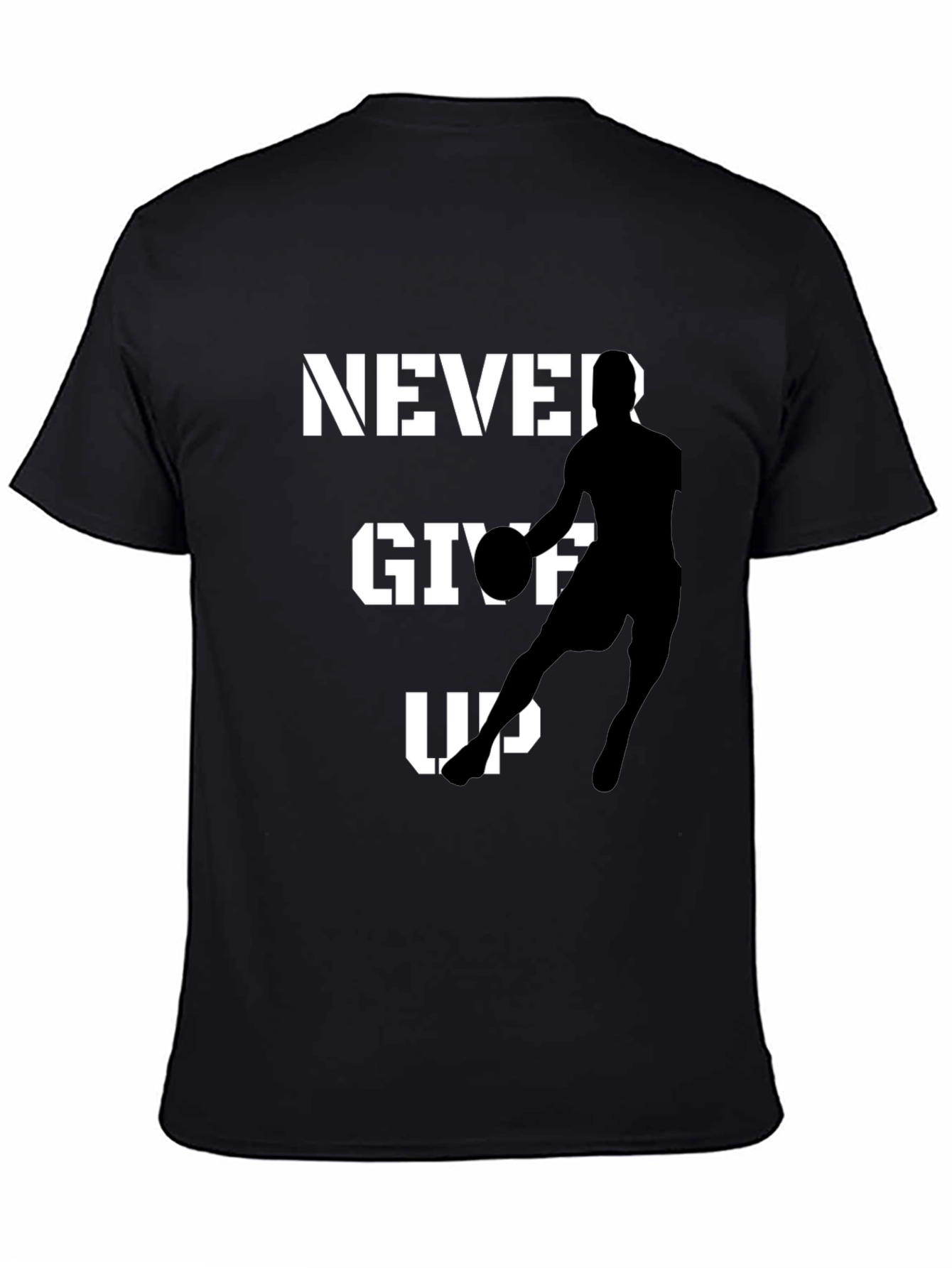 Never Give Up Basketball Graphic Tee - Black