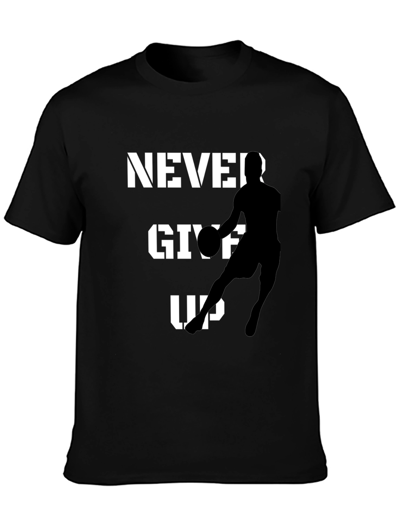 Never Give Up Basketball Graphic Tee - Black