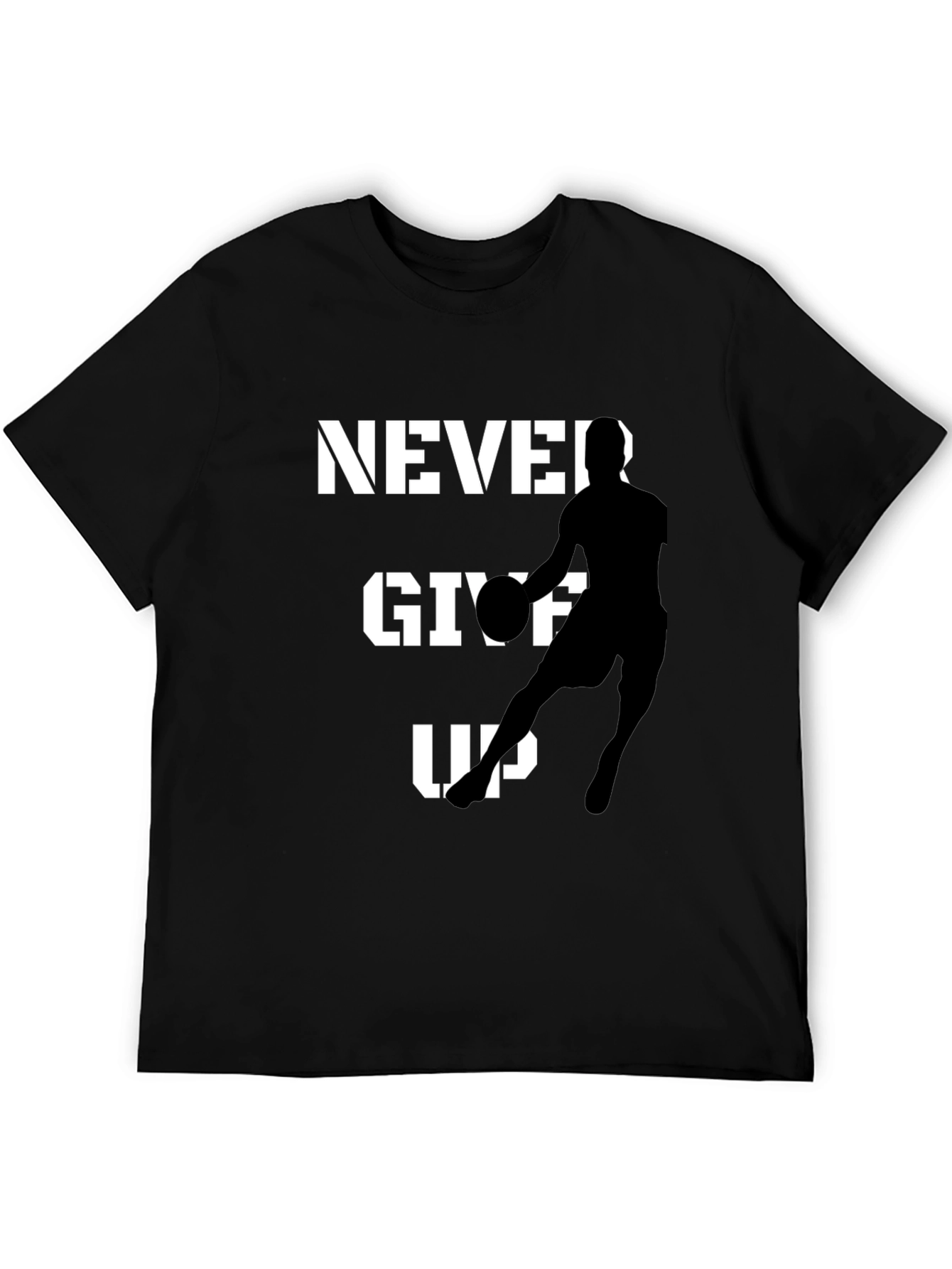 Never Give Up Basketball Graphic Tee - Black