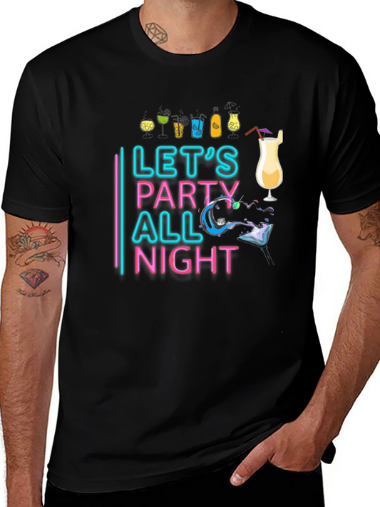 Lets Party All Night Black T-Shirt