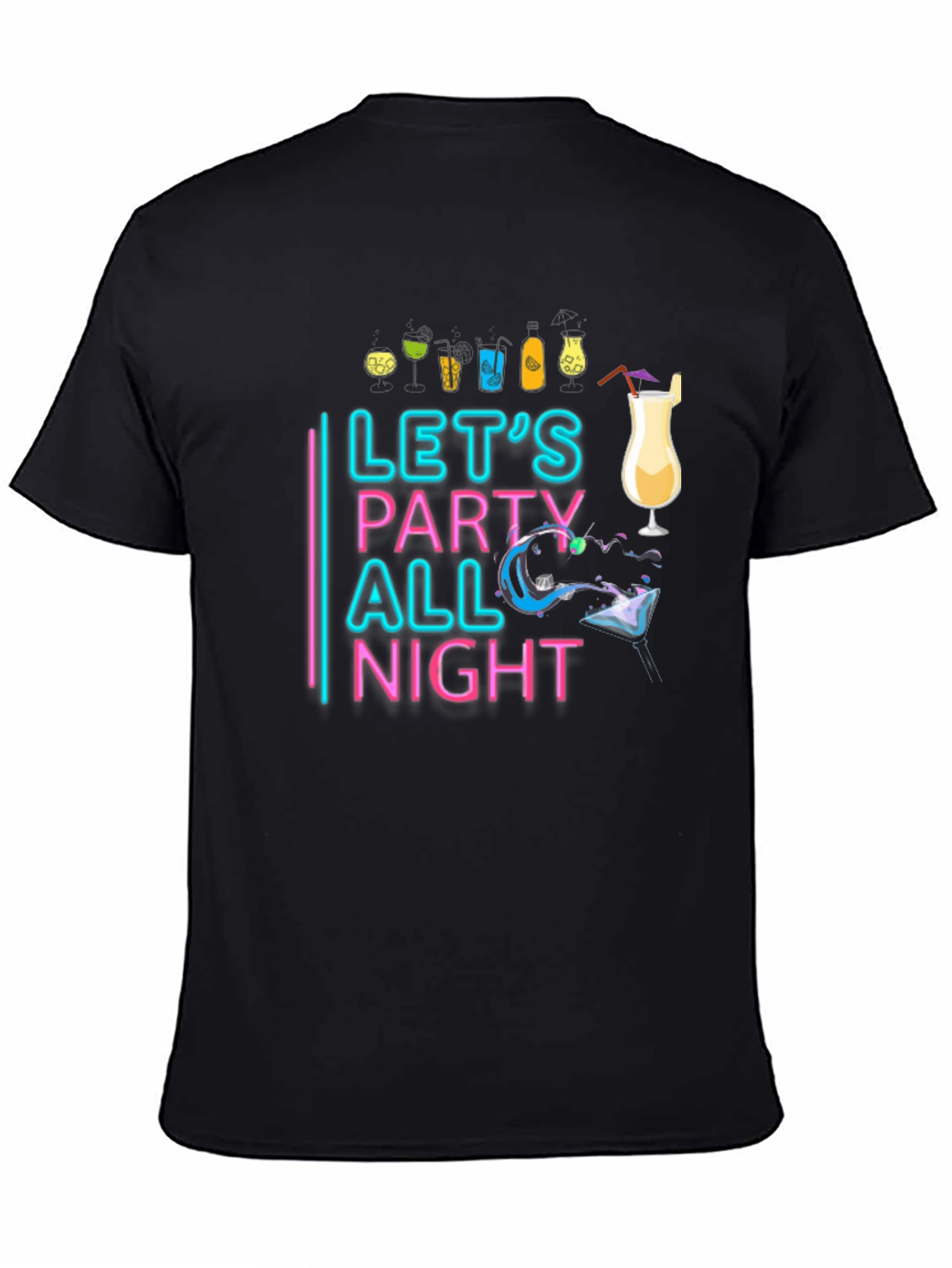 Lets Party All Night Black T-Shirt
