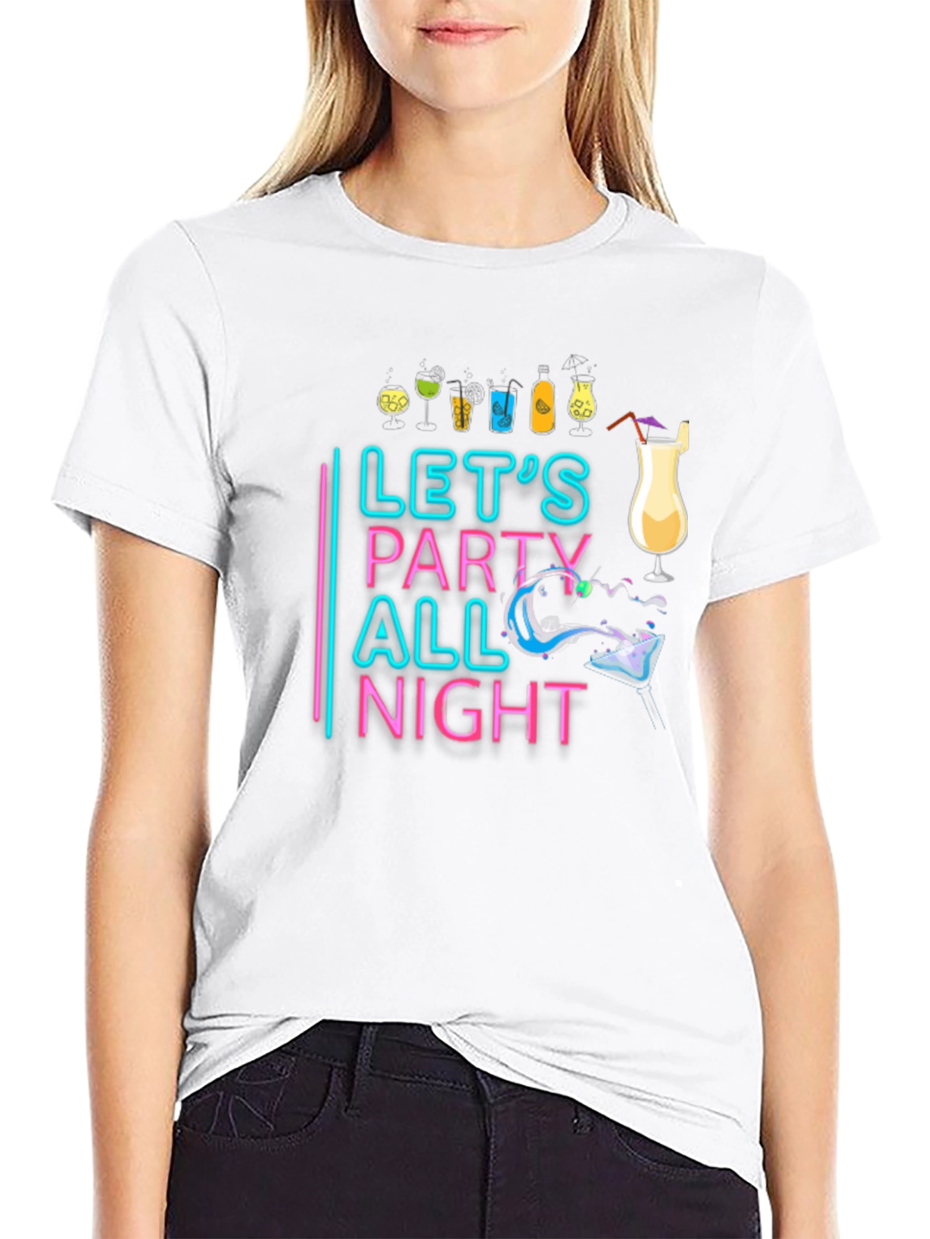 Lets Party All Night Black T-Shirt