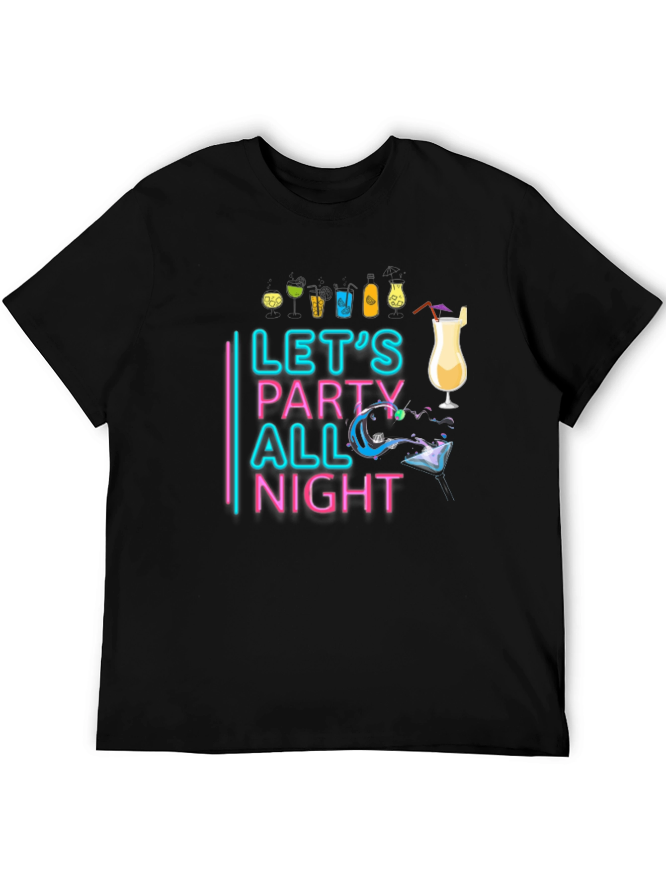 Lets Party All Night Black T-Shirt