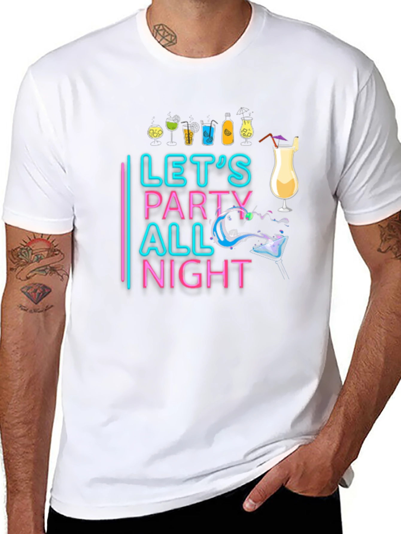 Lets Party All Night Black T-Shirt
