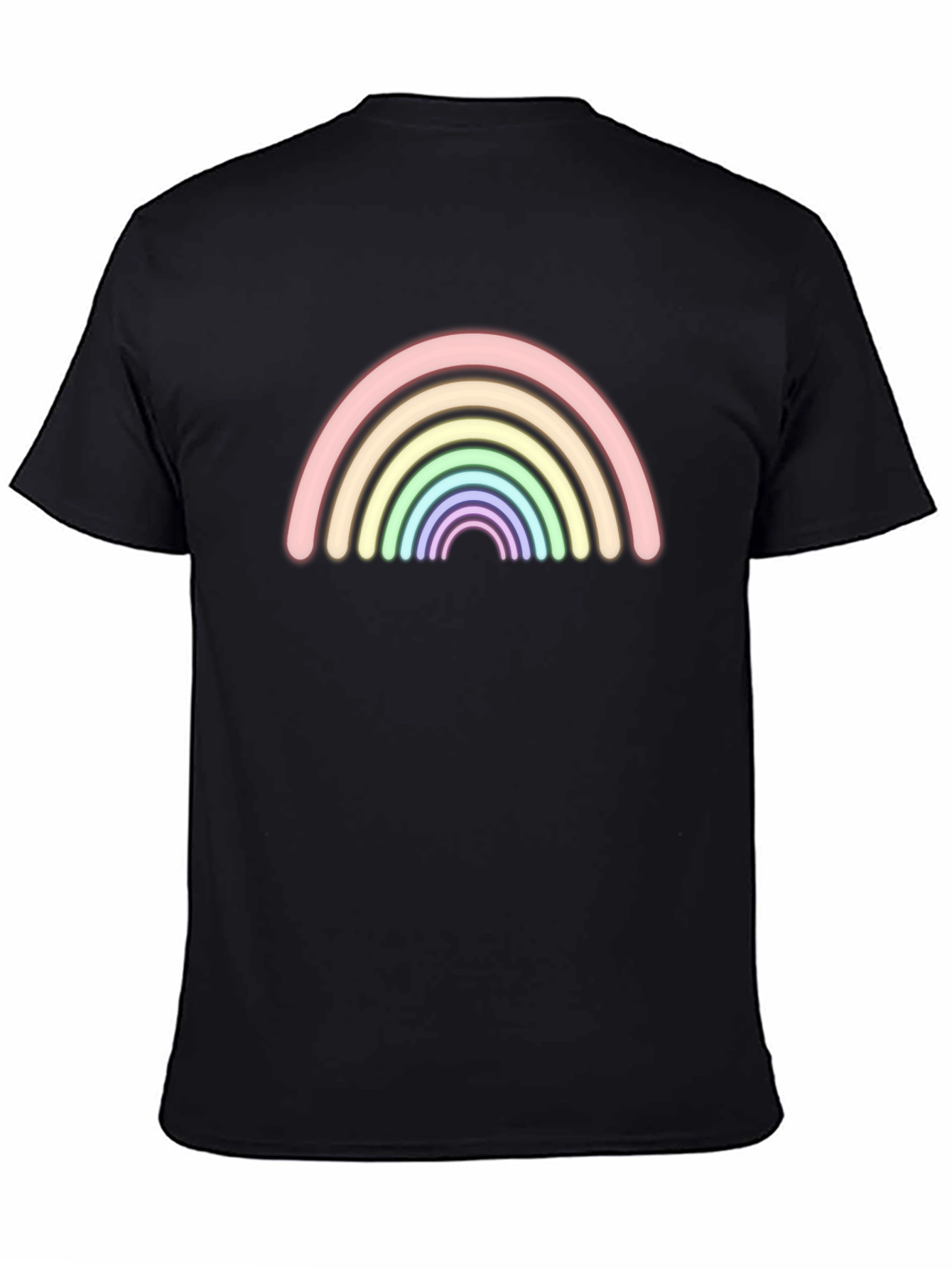 Neon Rainbow Graphic Black T-Shirt - Trendy Casual Tee