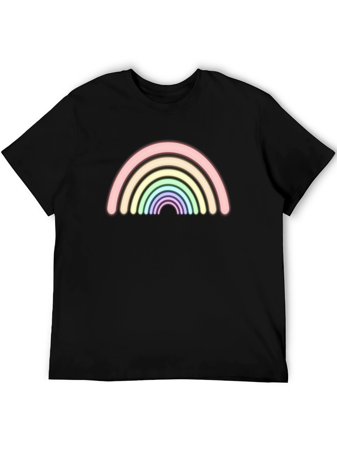 Neon Rainbow Graphic Black T-Shirt - Trendy Casual Tee