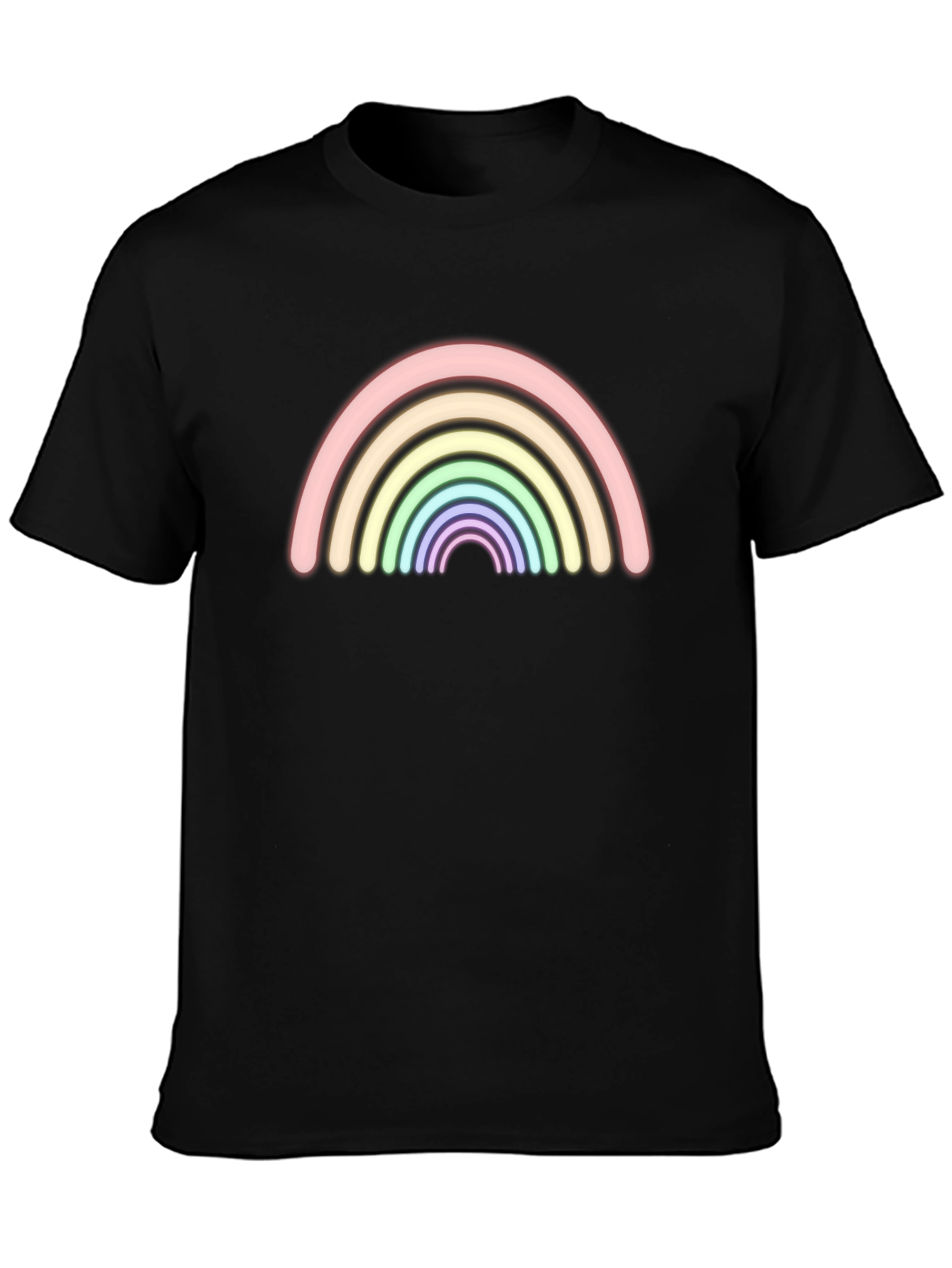 Neon Rainbow Graphic Black T-Shirt - Trendy Casual Tee