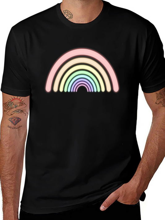 Neon Rainbow Graphic Black T-Shirt - Trendy Casual Tee