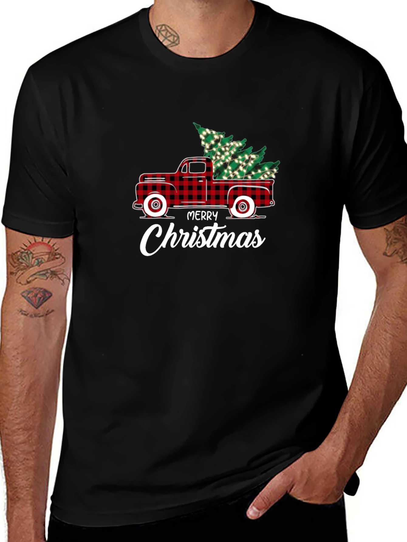 Festive Christmas Tree Truck Graphic Tee