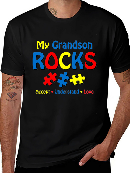 My Grandson Rocks Autism Awareness T-Shirt