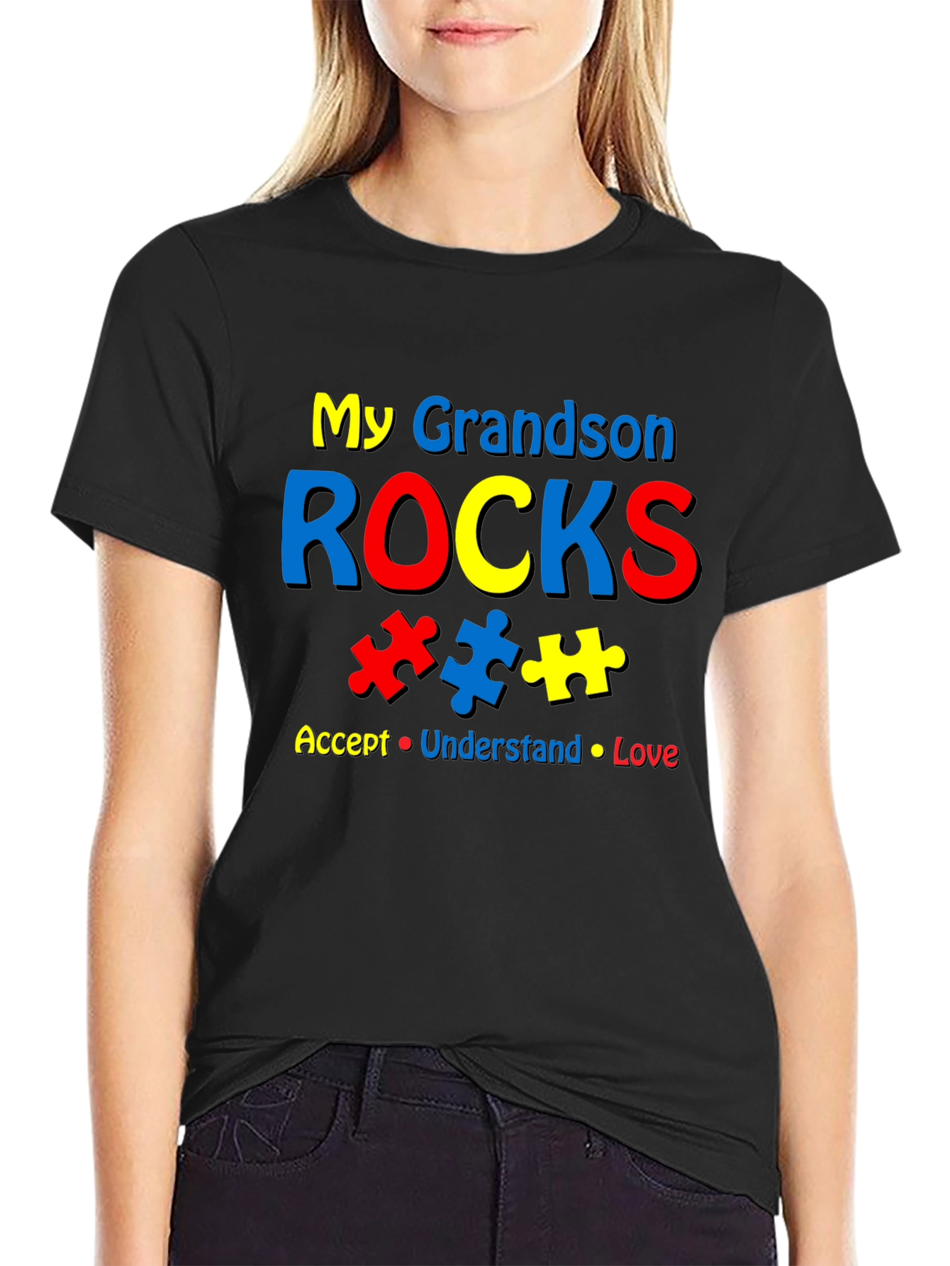 My Grandson Rocks Autism Awareness T-Shirt